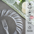 FOCUSLINE Clear Plastic Plates - Disposable Heavy-Duty

