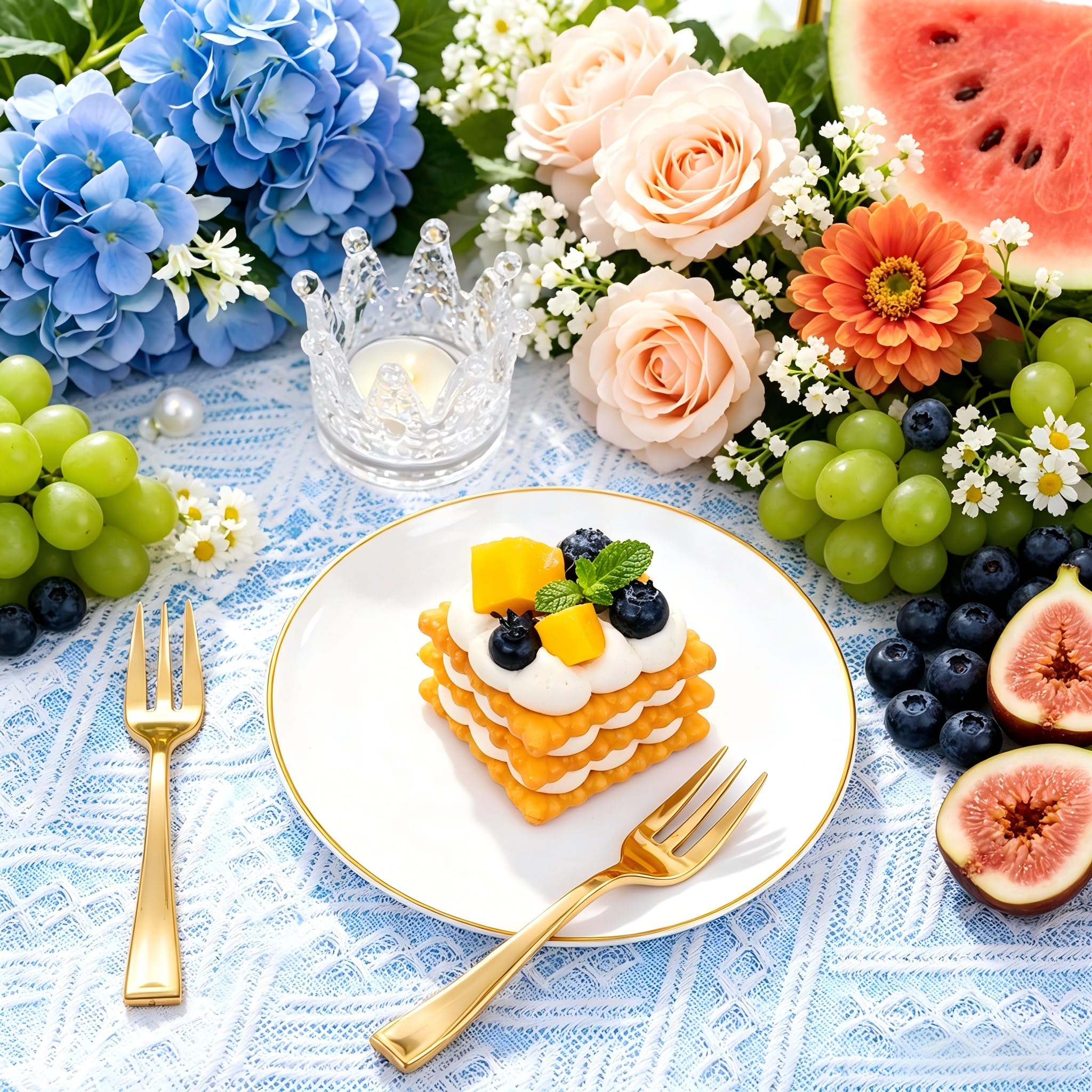 Festiva Disposable Dessert Plates with Forks

