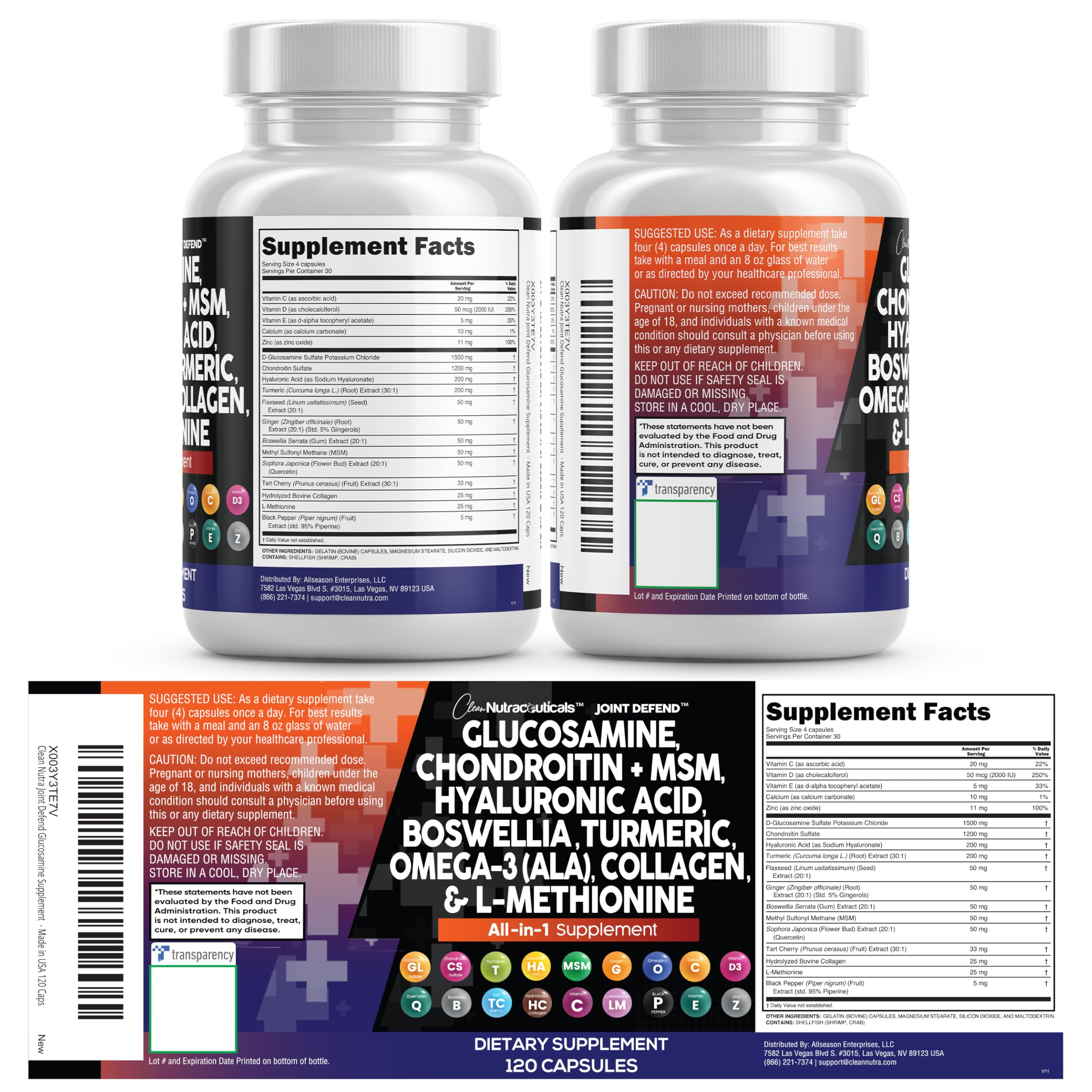 Clean Nutraceuticals Glucosamine 1500mg Joint Complex

