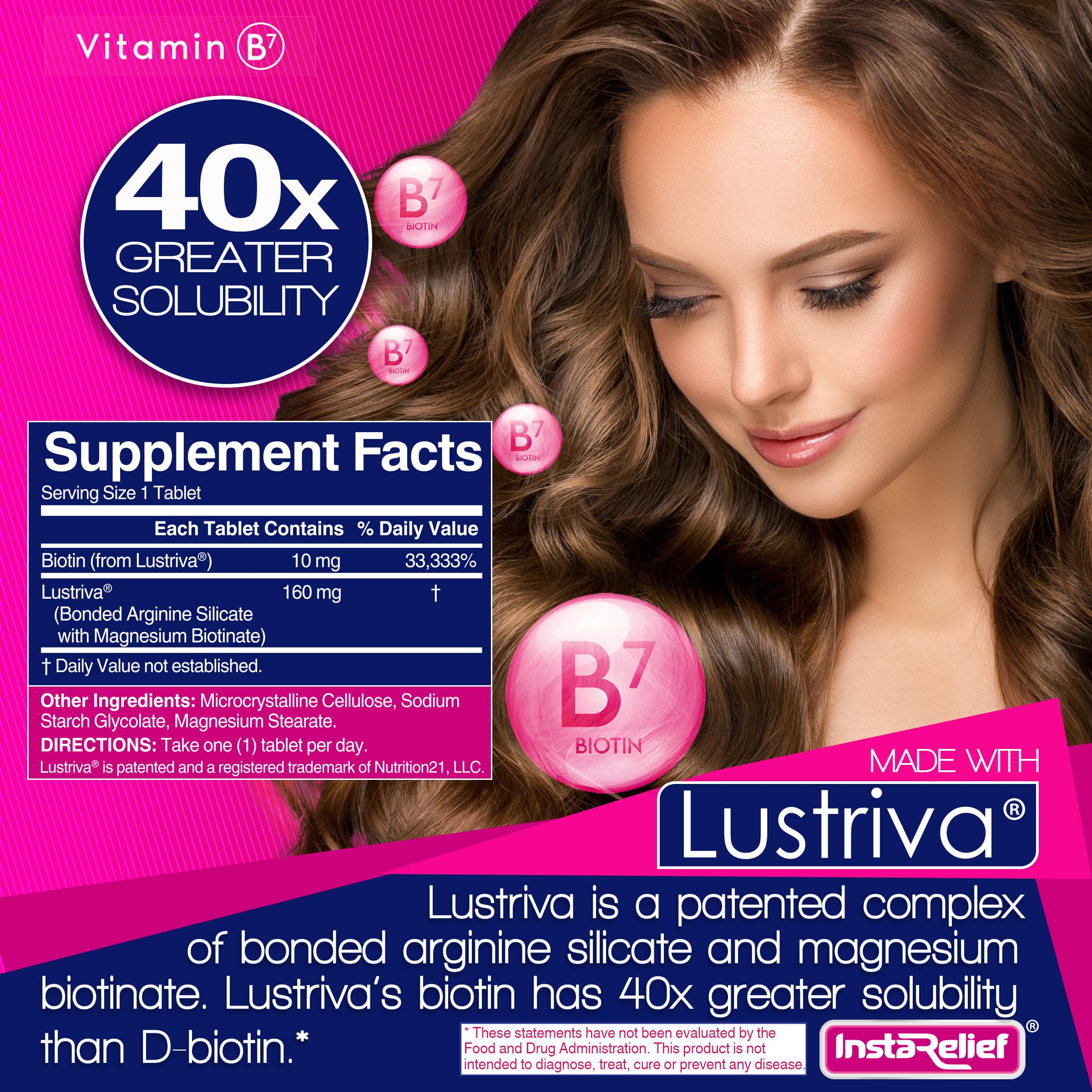 InstaRelief Hair Growth Supplement with Lustriva

