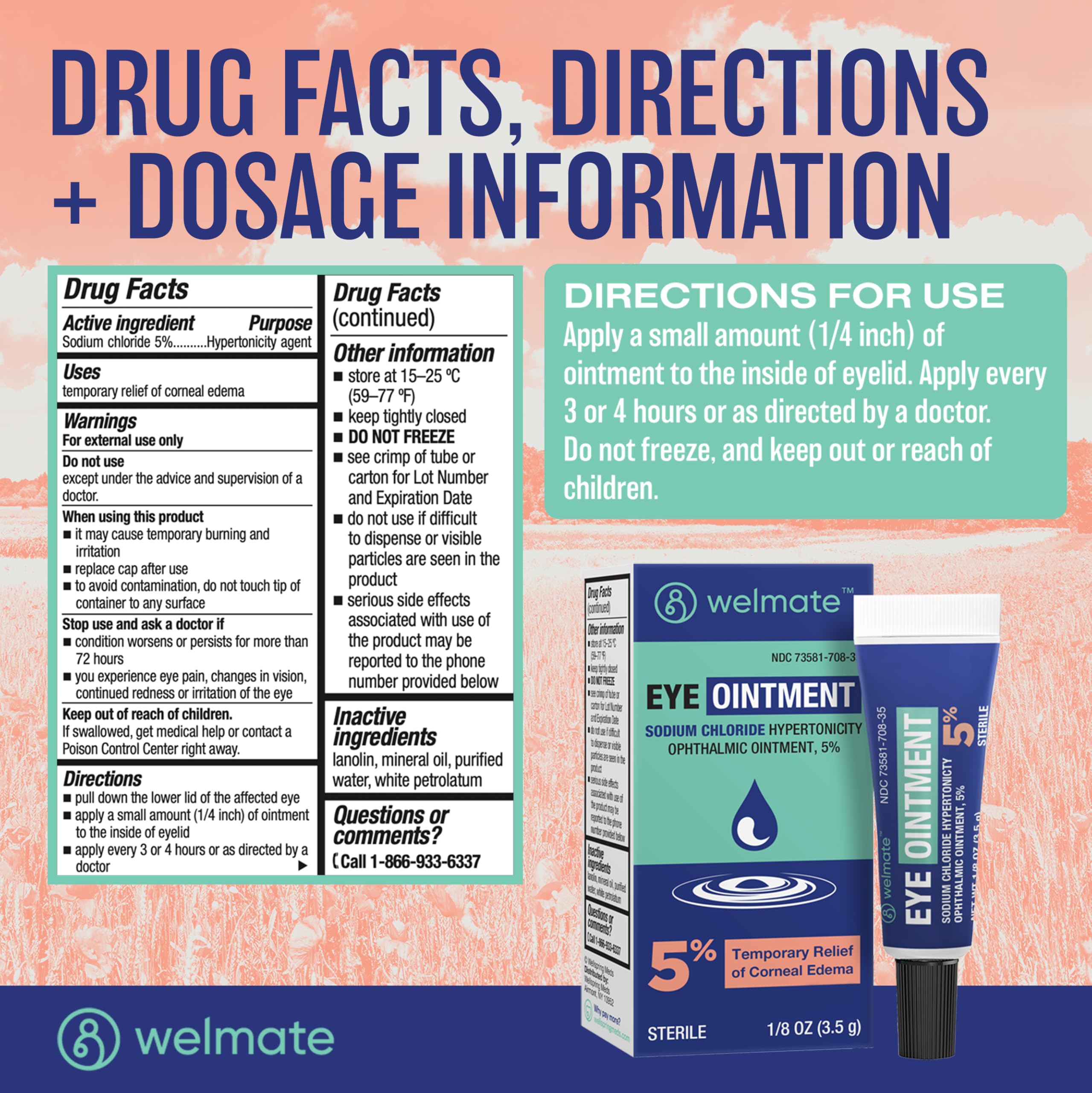 WELMATE Eye Ointment 5% Sodium Chloride Hypertonicity

