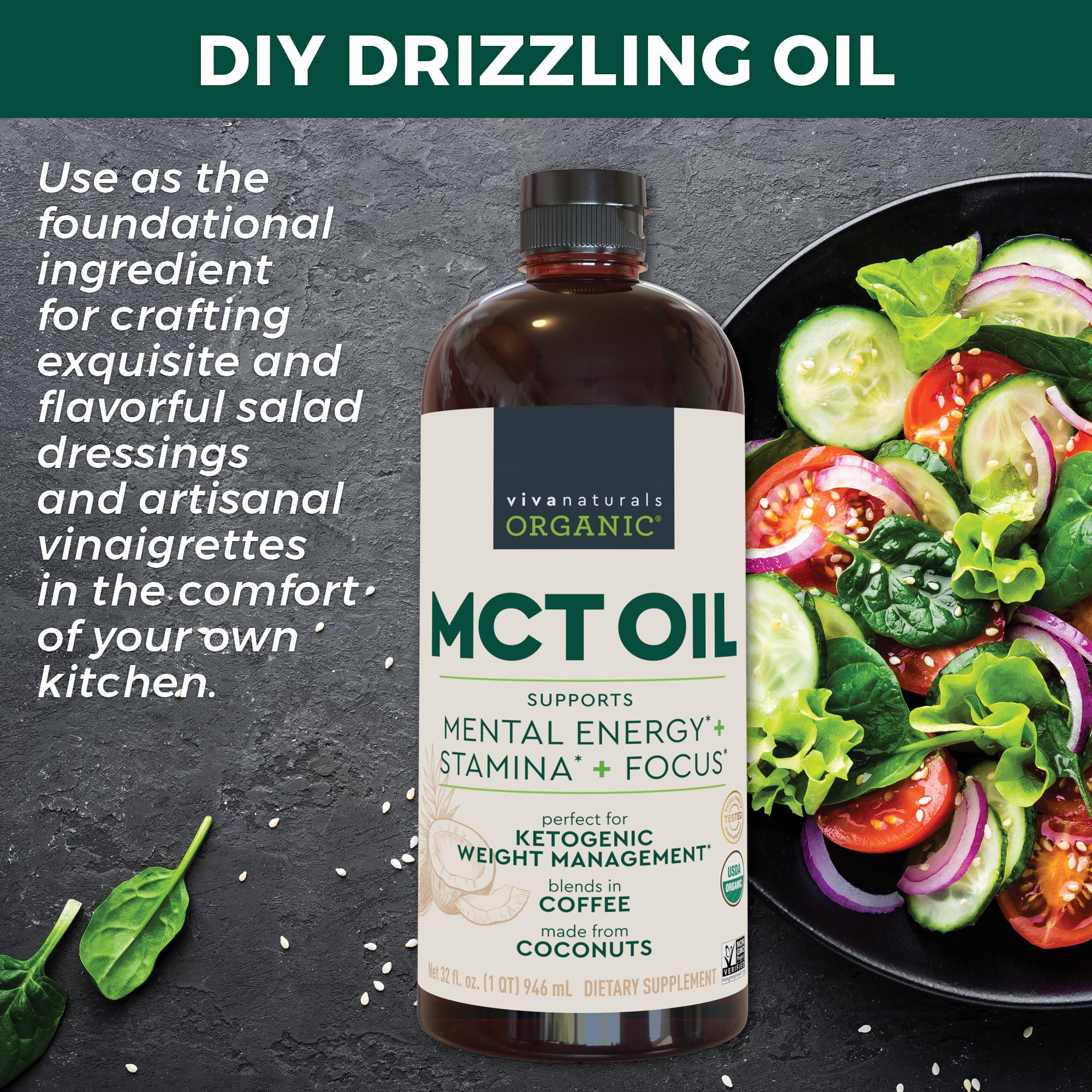 Viva Naturals Organic MCT Oil – Keto & Paleo Friendly


