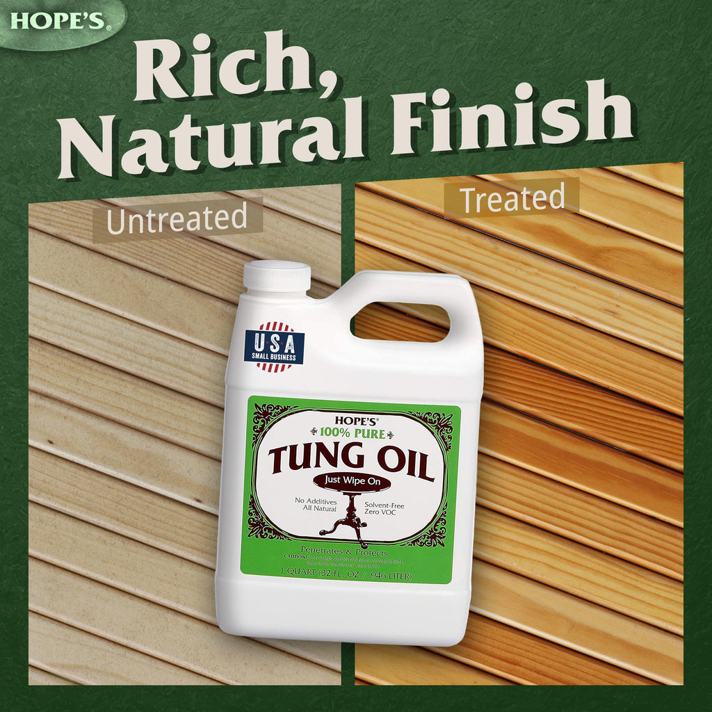Tung Oil Wood Finish by Hope's – Food Safe & Waterproof

