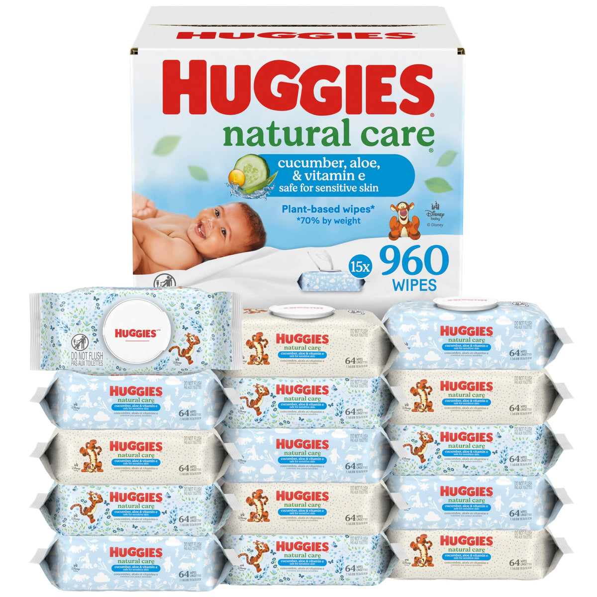 Huggies Natural Care Baby Wipes Cucumber Aloe Vitamin E

