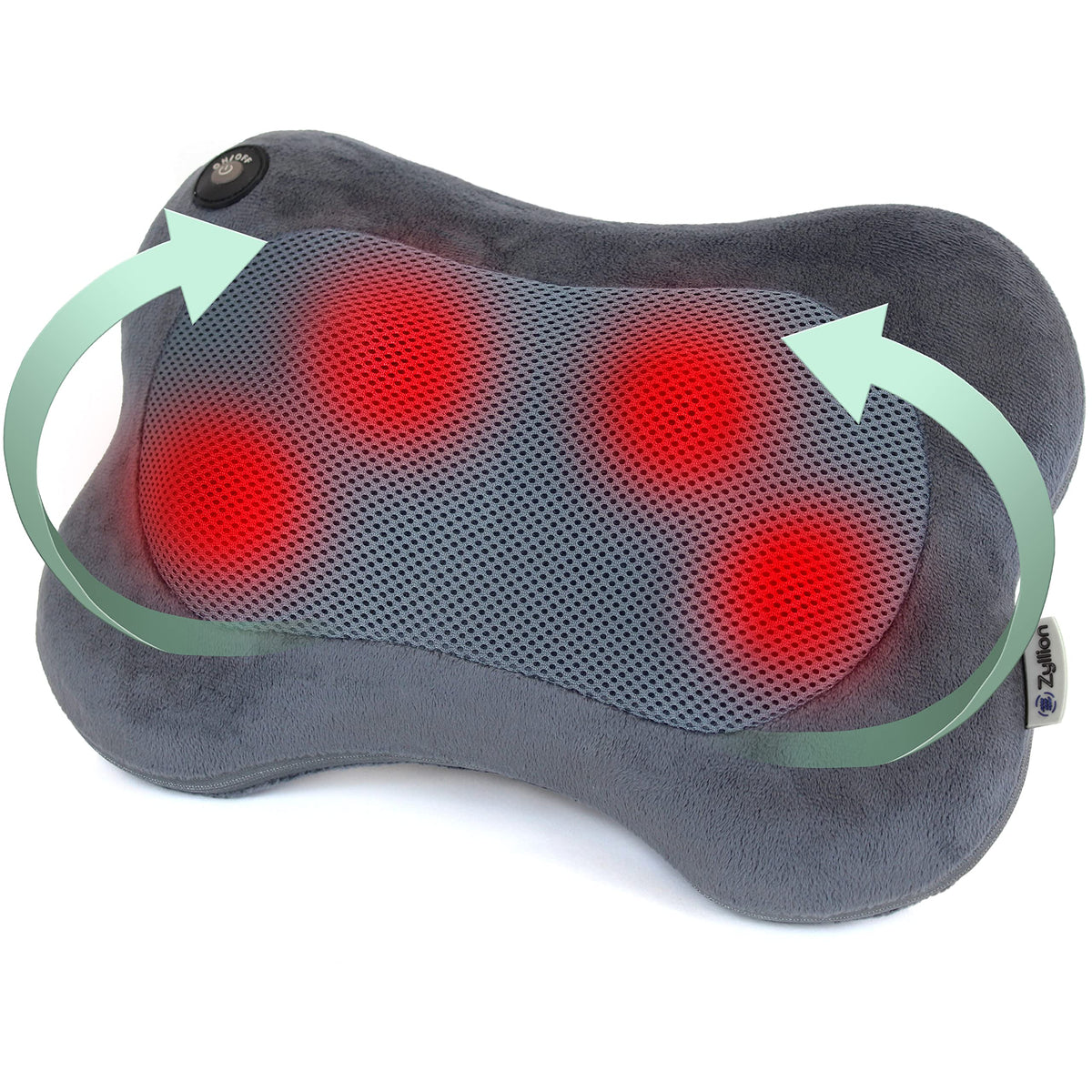 Zyllion Shiatsu Back and Neck Massager with Heat - 3D Kneading Pillow