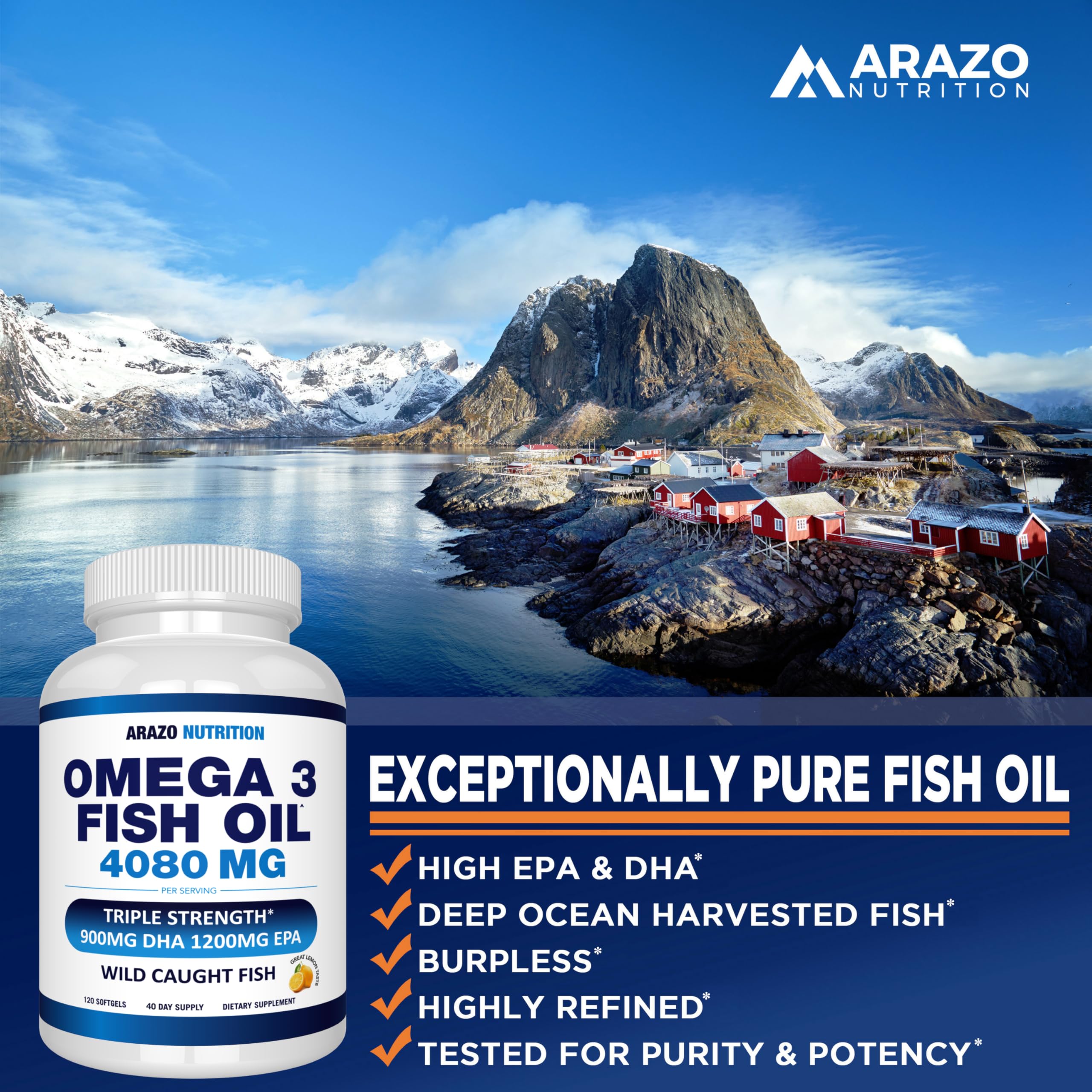 Arazo Nutrition Omega-3 Fish Oil Concentrate Softgels

