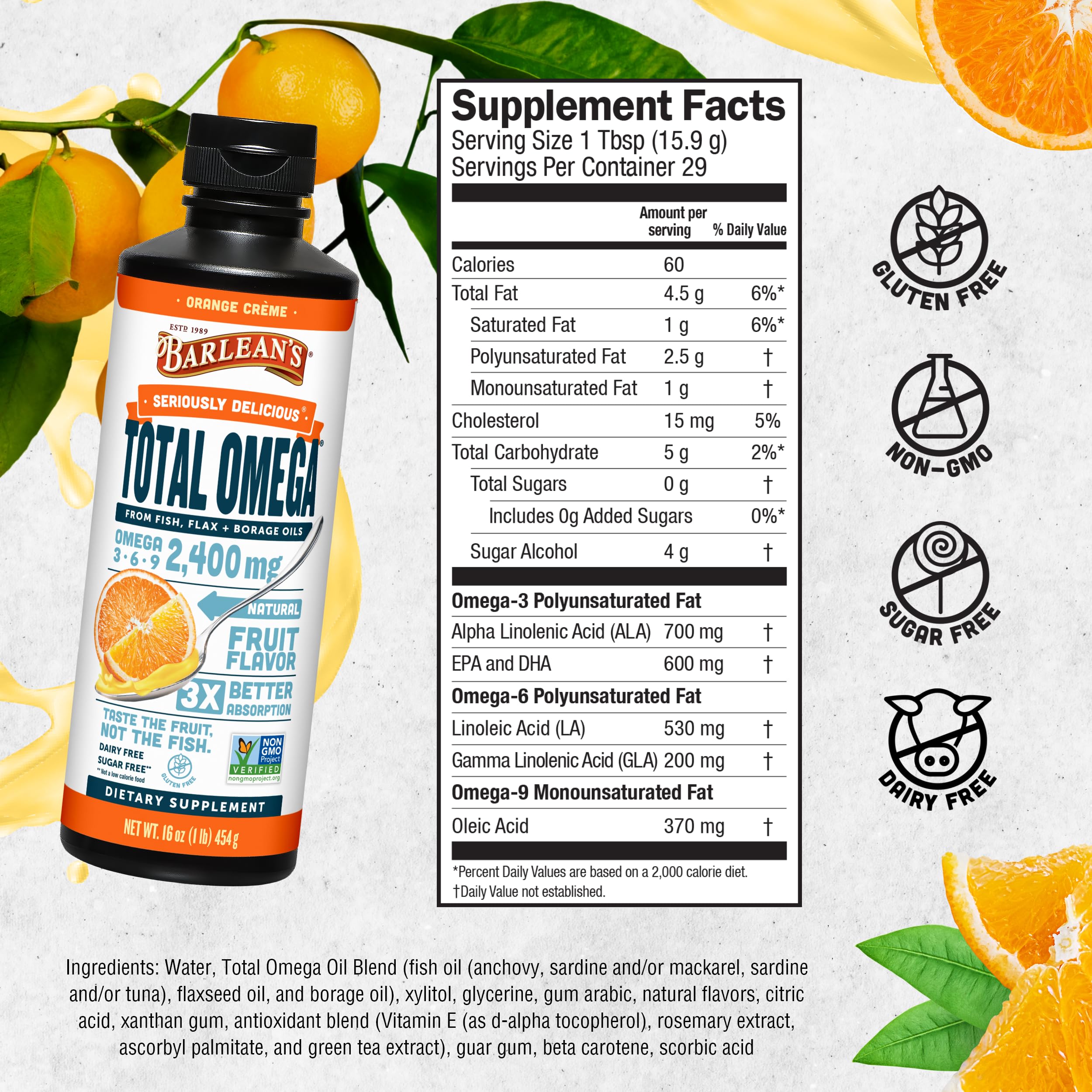 Barlean's Total Omega-3-6-9 Liquid Fish Oil

