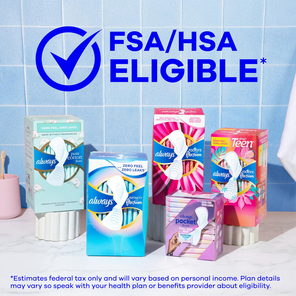 Always Radiant FlexFoam Pads with Wings Leak Protection

