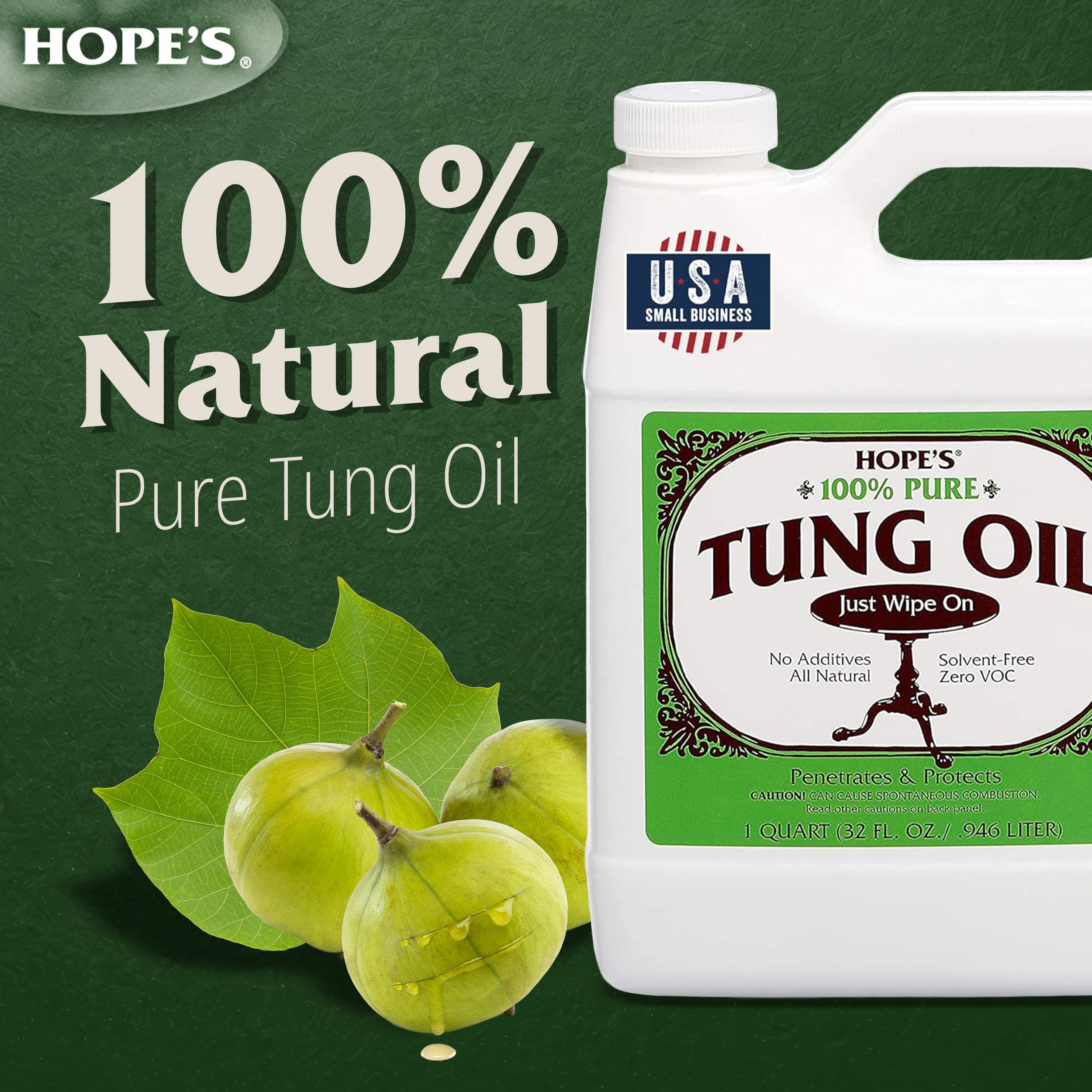 Tung Oil Wood Finish by Hope's – Food Safe & Waterproof

