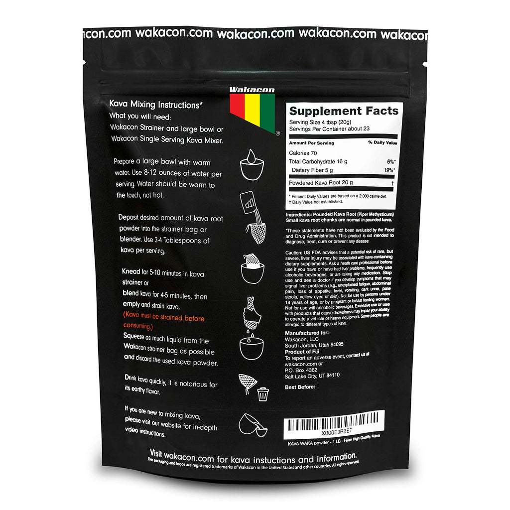Wakacon Kava Root Powder Noble Piper Methysticum

