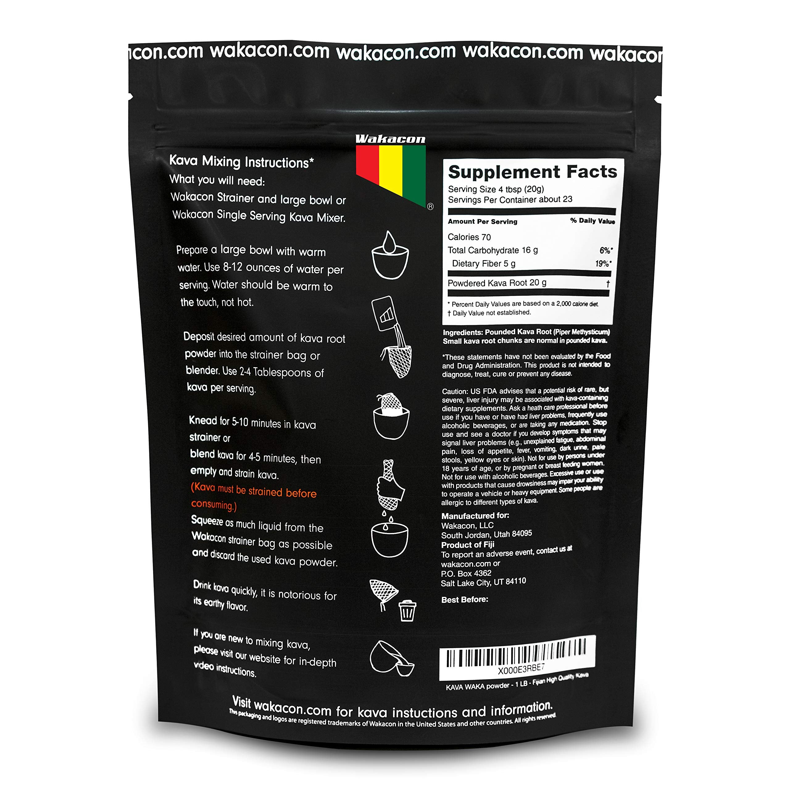 Wakacon Kava Root Powder Noble Piper Methysticum

