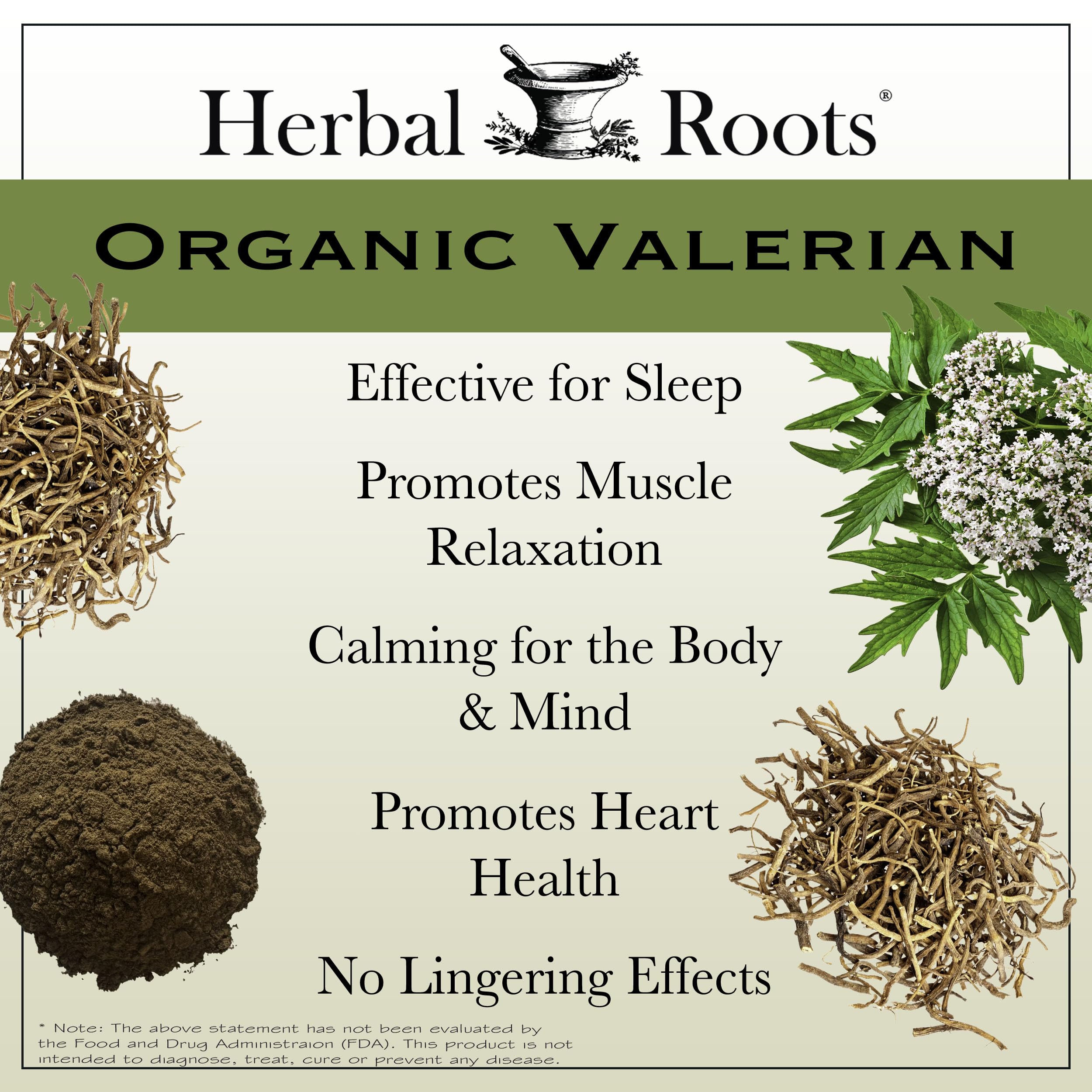 Herbal Roots Valerian Root Capsules - Organic Non-GMO


