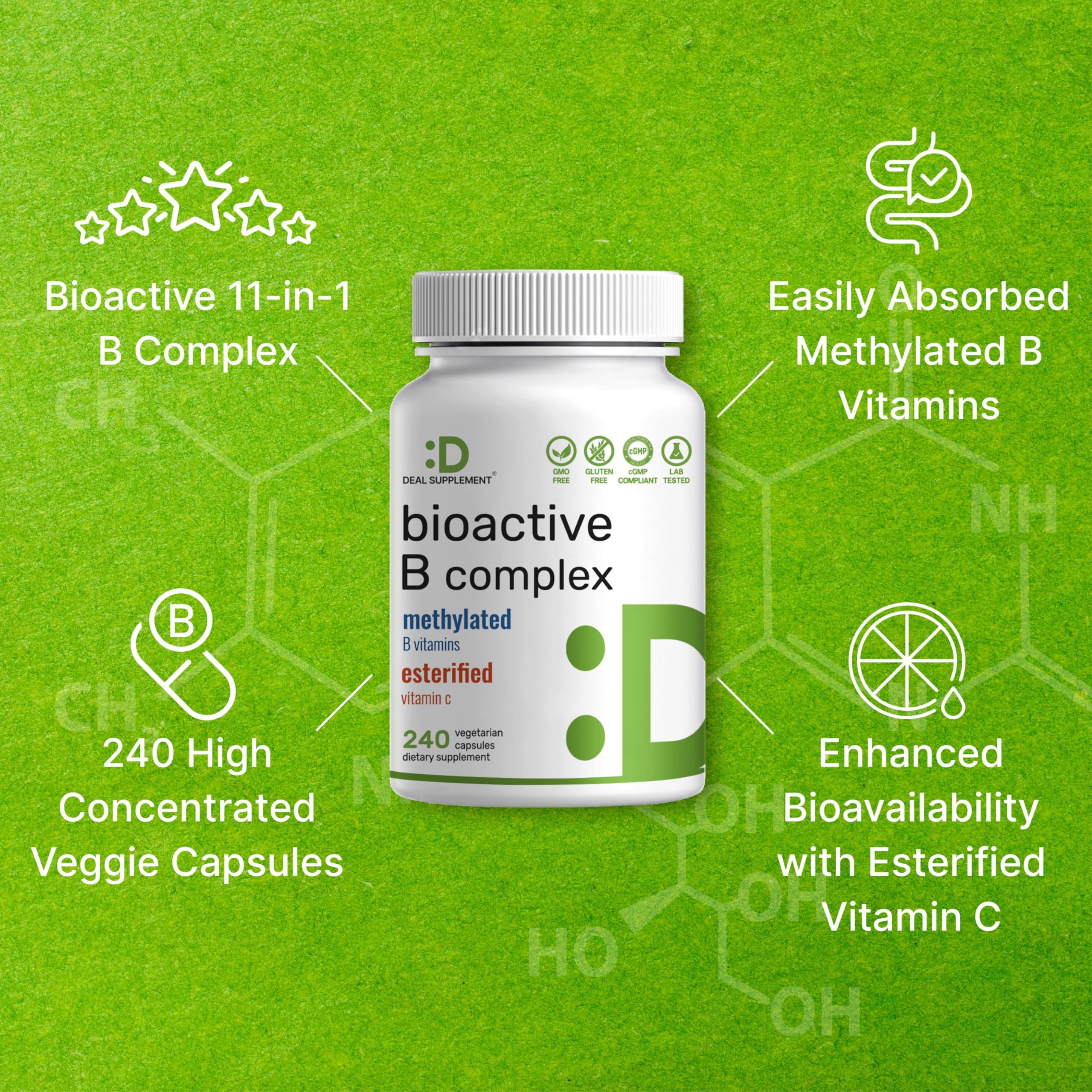 Bioactive Vitamin B Complex | Methylated B Vitamins + Vitamin C

