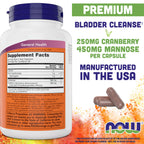 NOW Foods Mannose Cranberry Urinary Tract Health | Vegan

