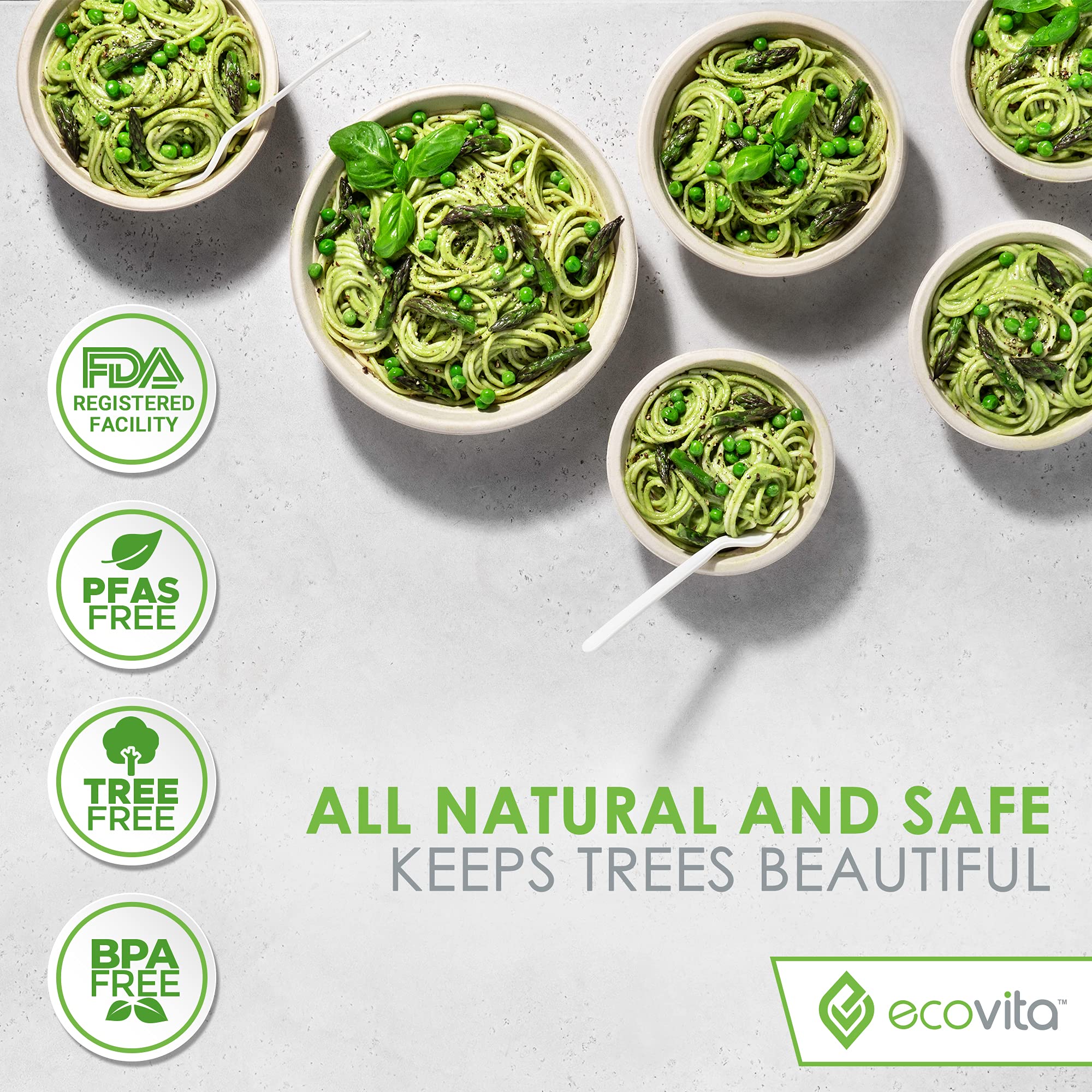 Ecovita 100% Compostable Paper Bowls Tree Free


