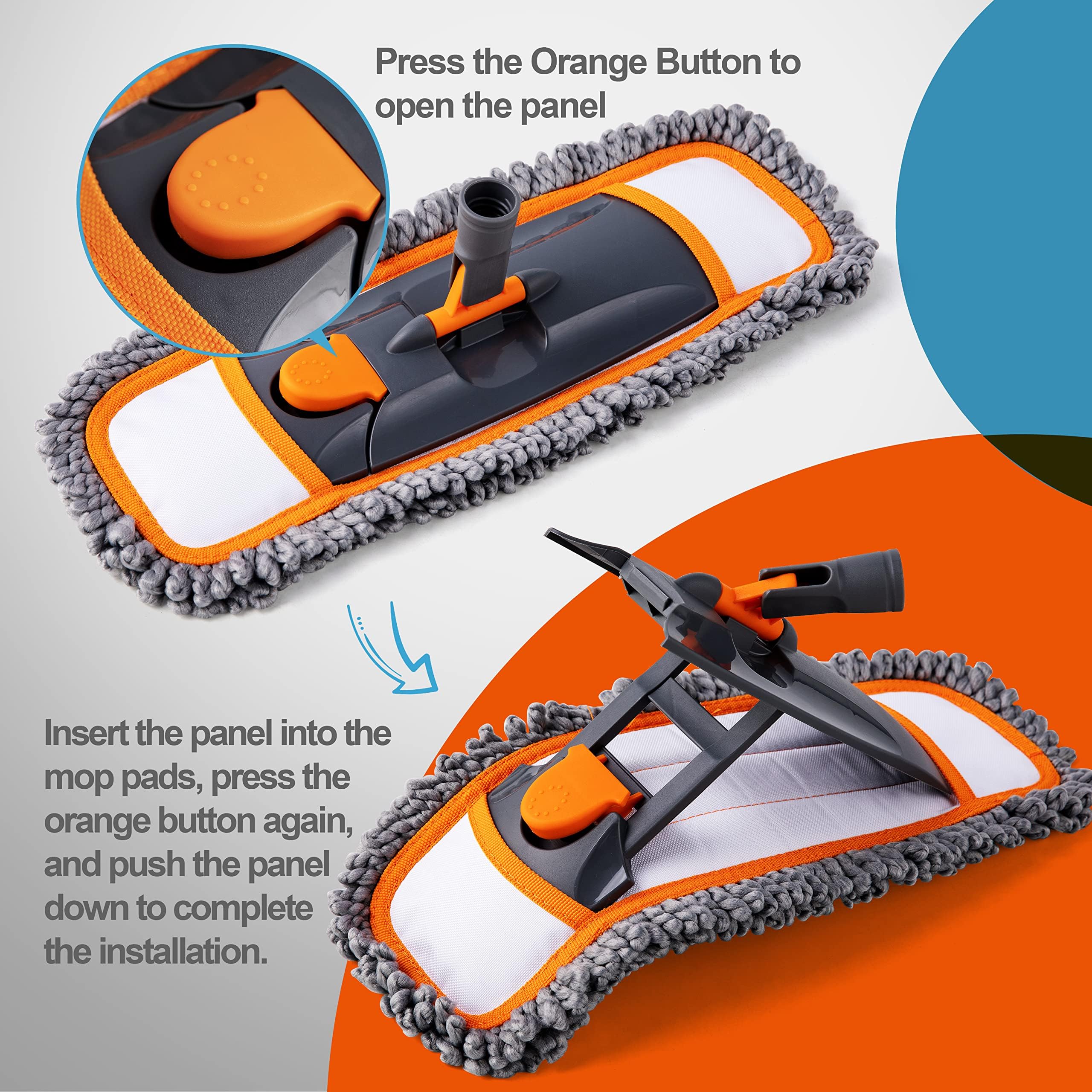 CLEANHOME Dust Mop with Washable Pads - Rotating Head

