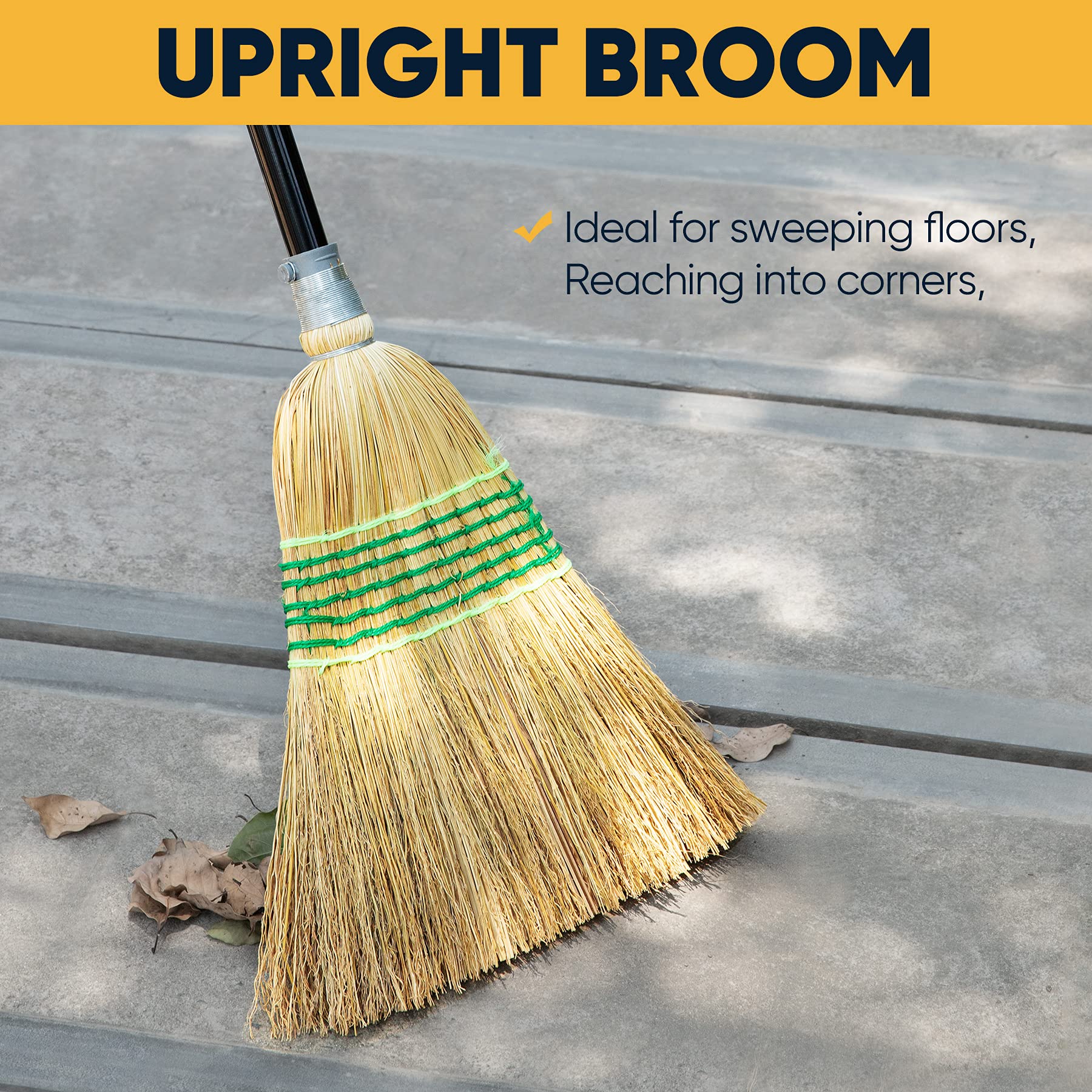 Yocada Heavy-Duty Corn Broom Indoor Outdoor

