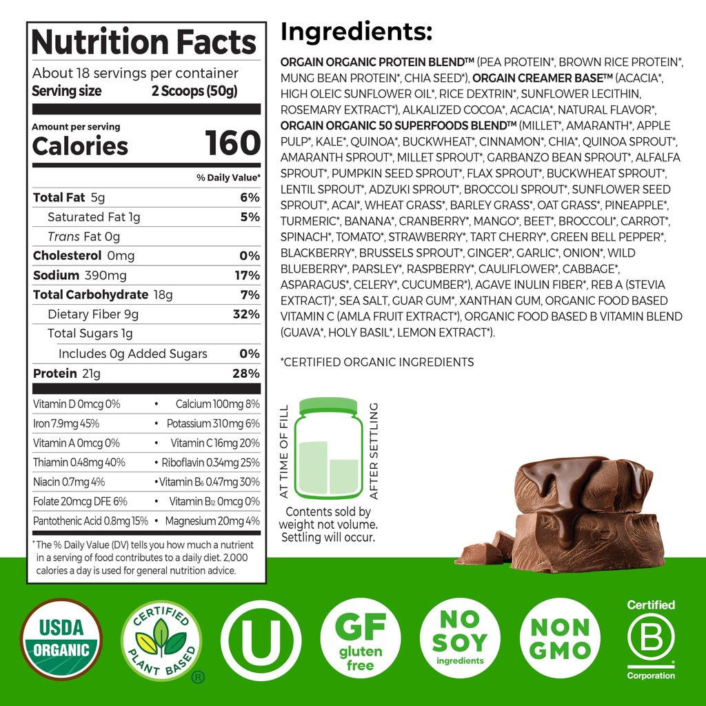 Orgain Organic Plant-Based Protein | 50 Superfoods Powder

