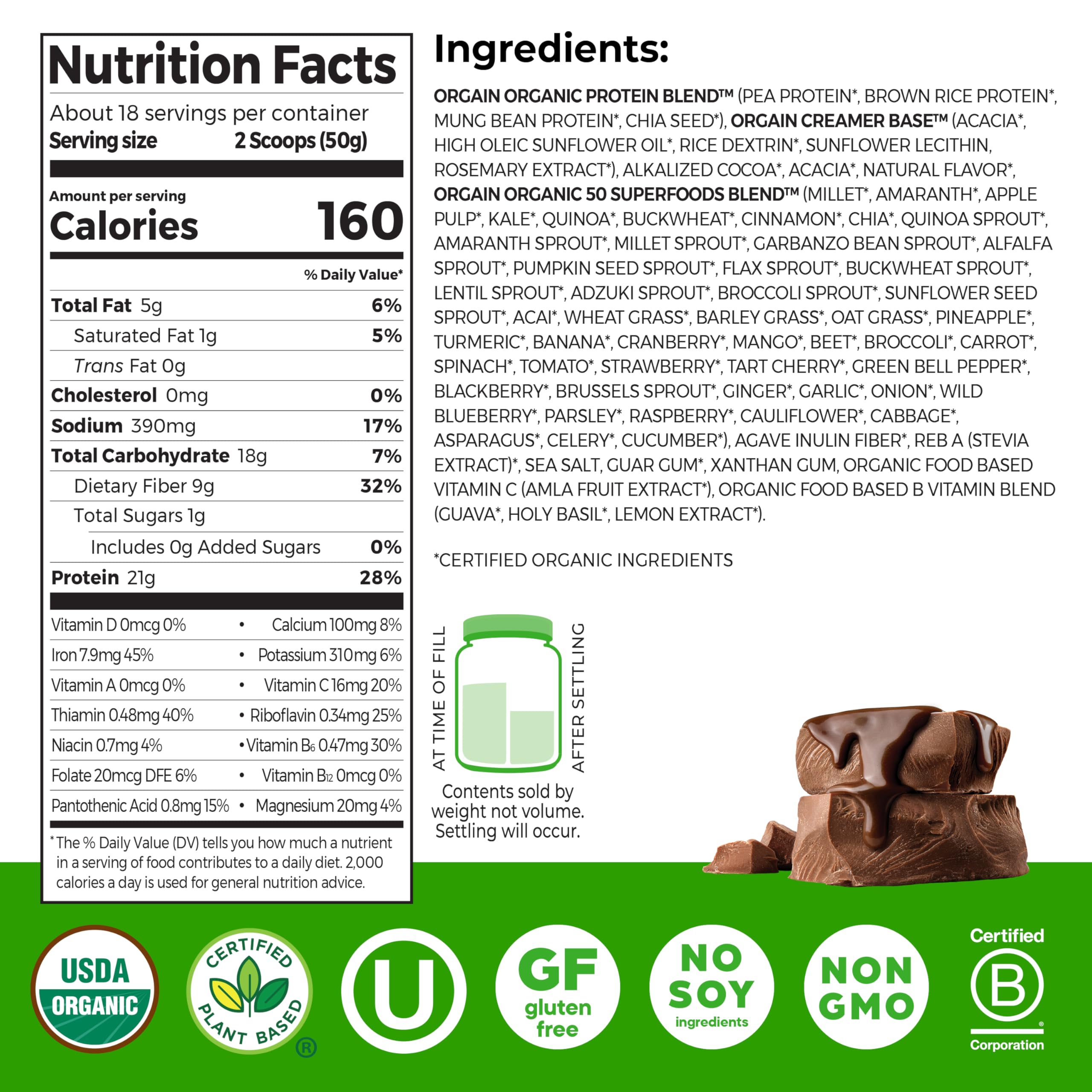 Orgain Organic Plant-Based Protein | 50 Superfoods Powder

