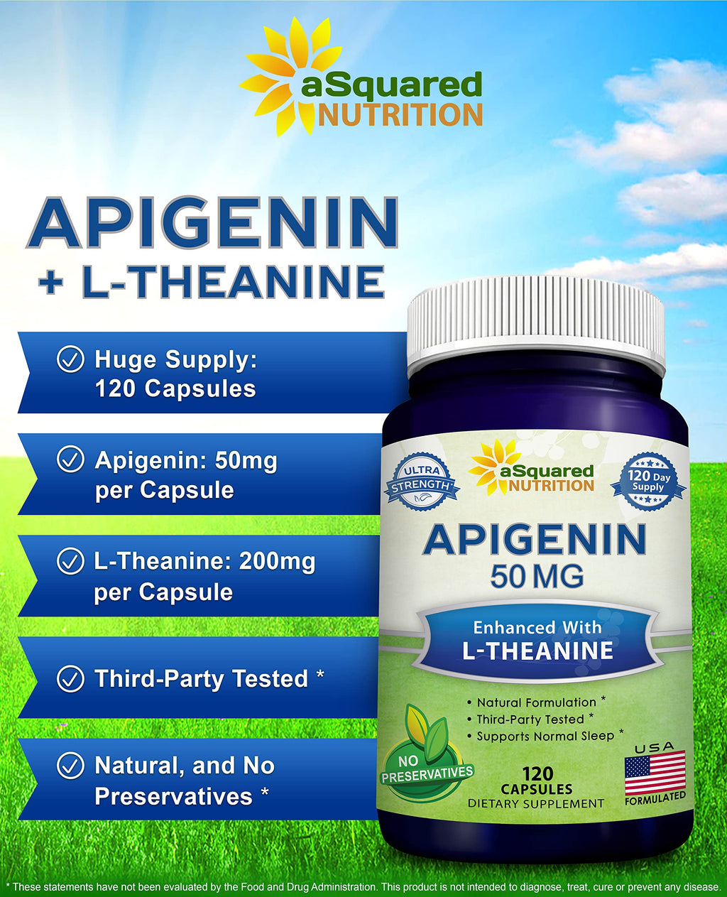 aSquared Nutrition Apigenin & L-Theanine Sleep Support

