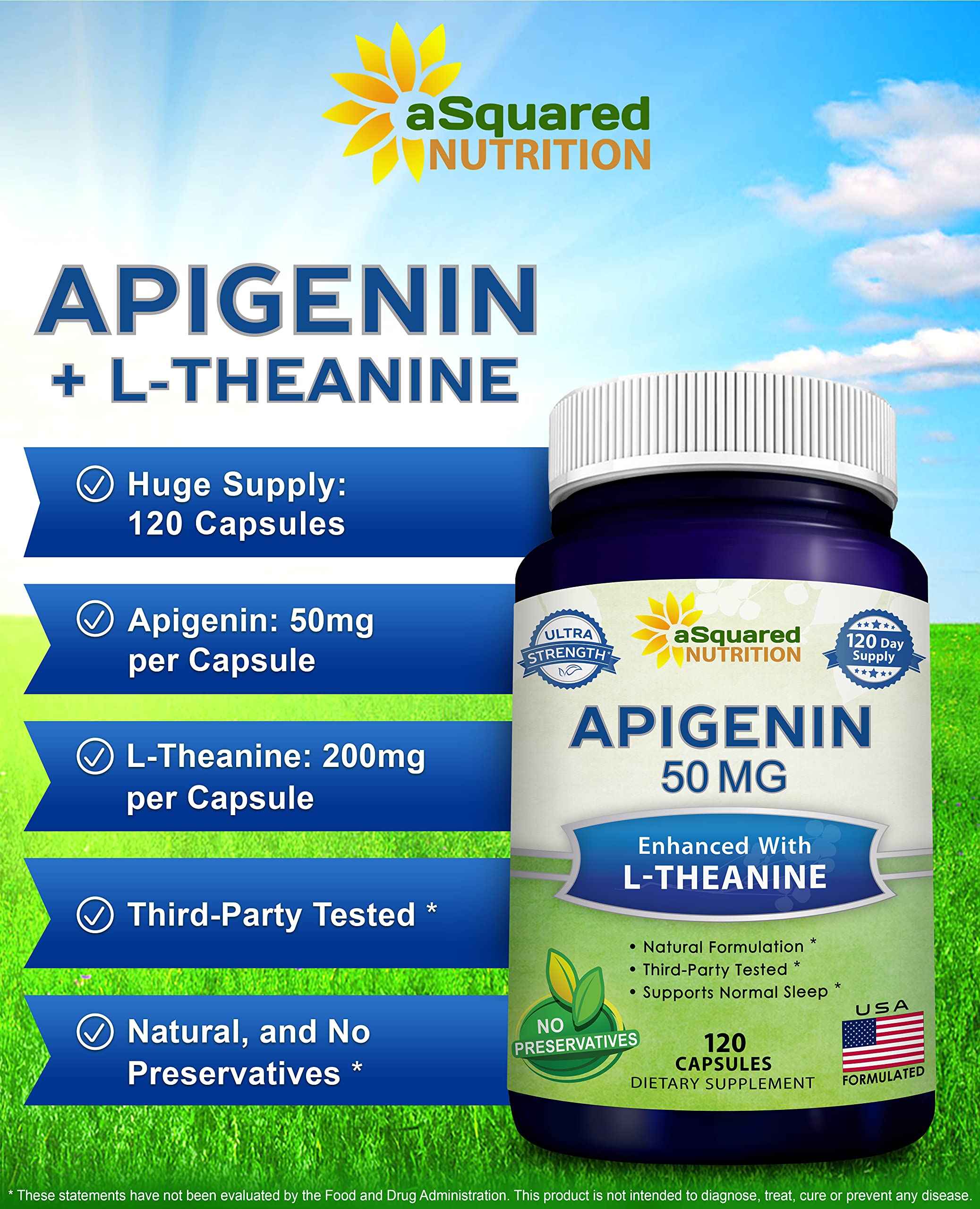 aSquared Nutrition Apigenin & L-Theanine Sleep Support

