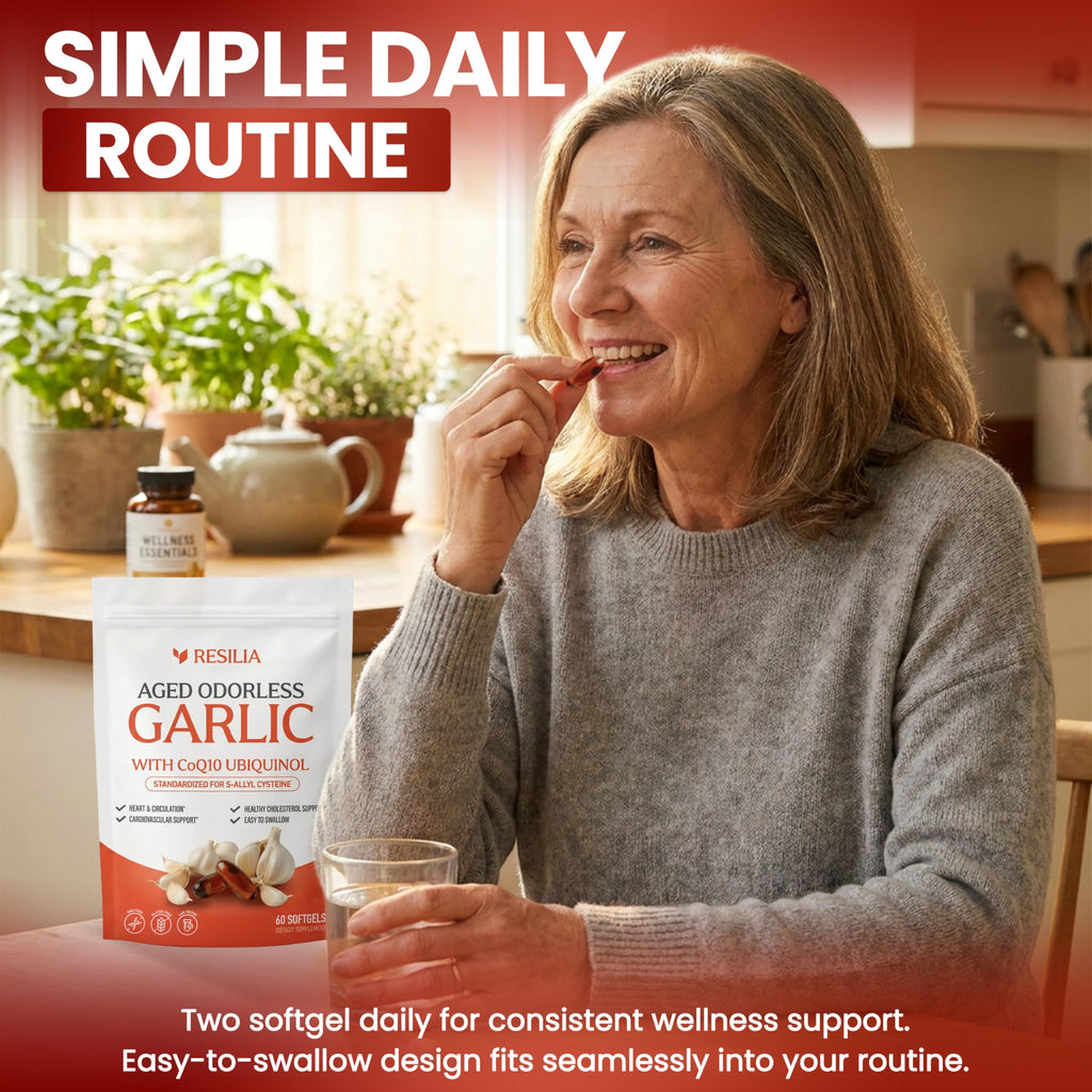 Resilia Aged Garlic Softgels with CoQ10 Ubiquinol MK7

