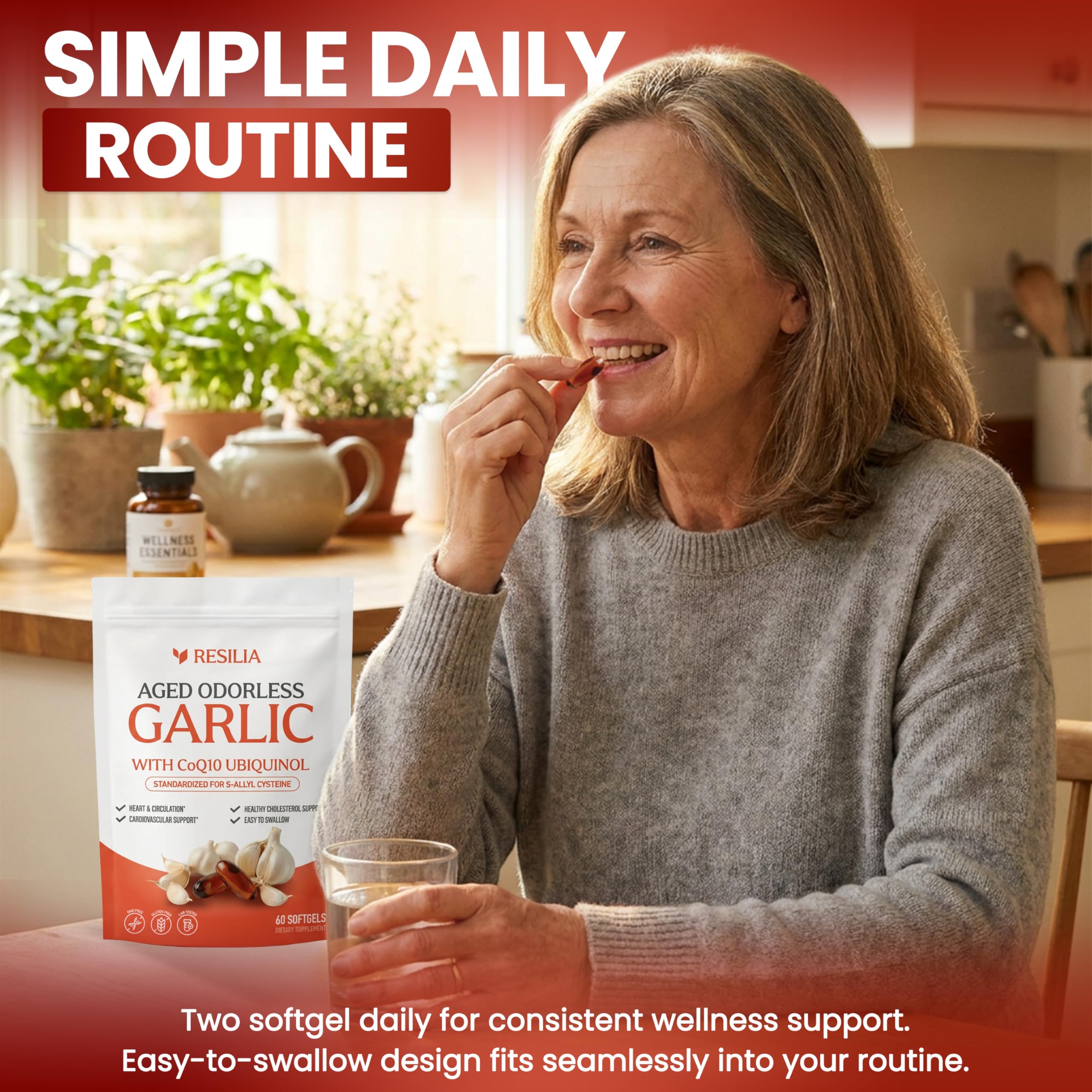 Resilia Aged Garlic Softgels with CoQ10 Ubiquinol MK7


