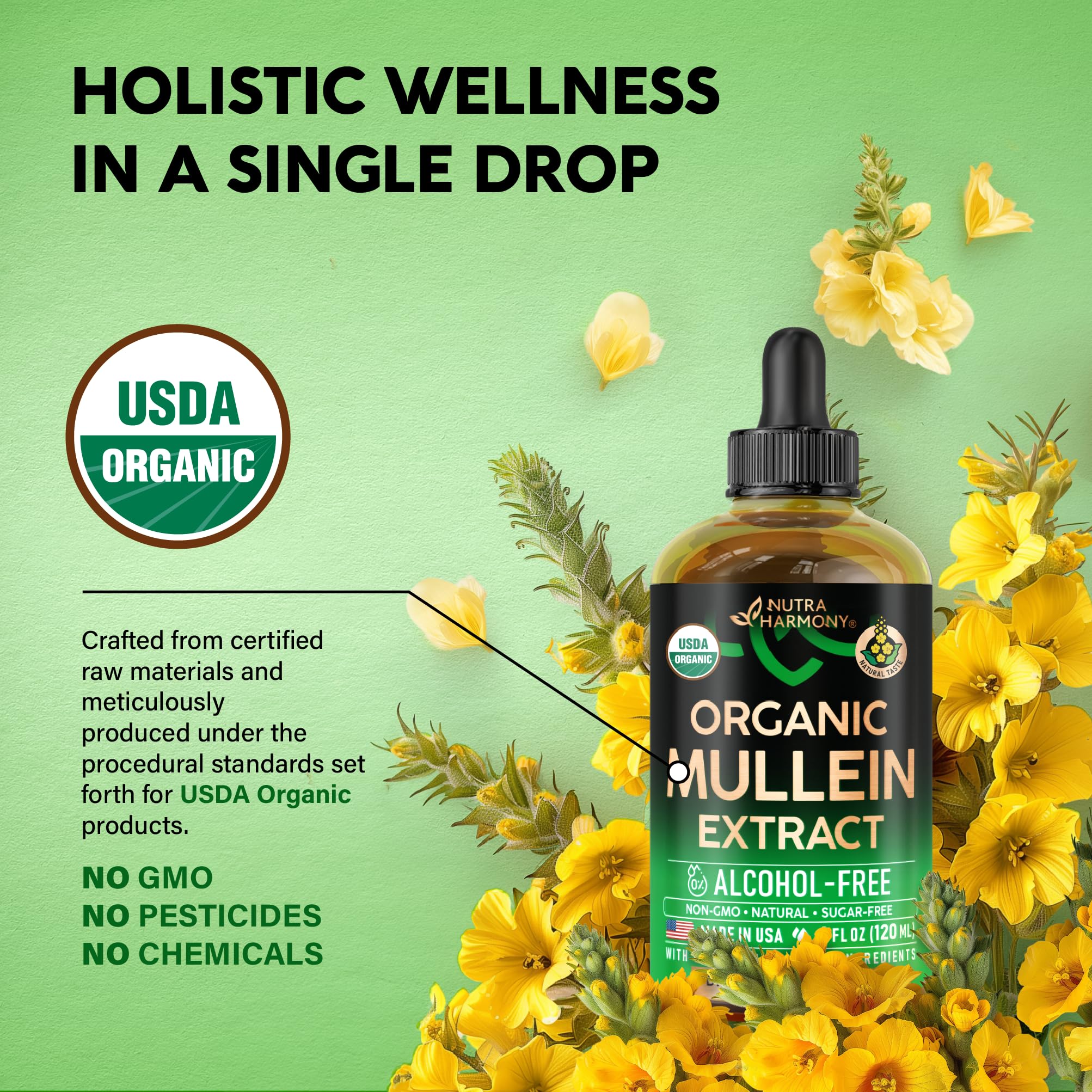 Mullein Drops for Lungs – USDA Organic Mullein Leaf Extract

