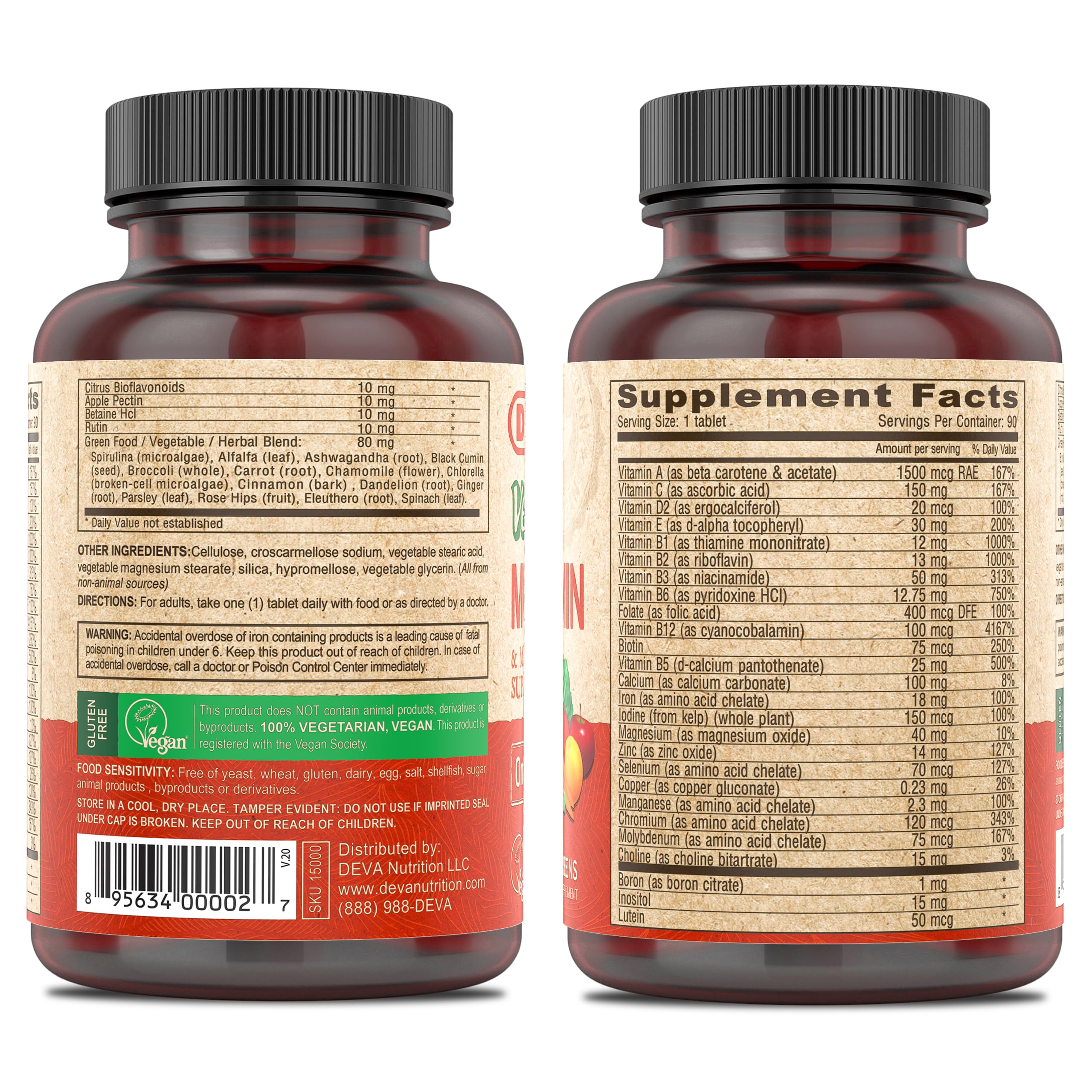DEVA Vegan Multivitamin & Mineral with Iron | Daily Vitality

