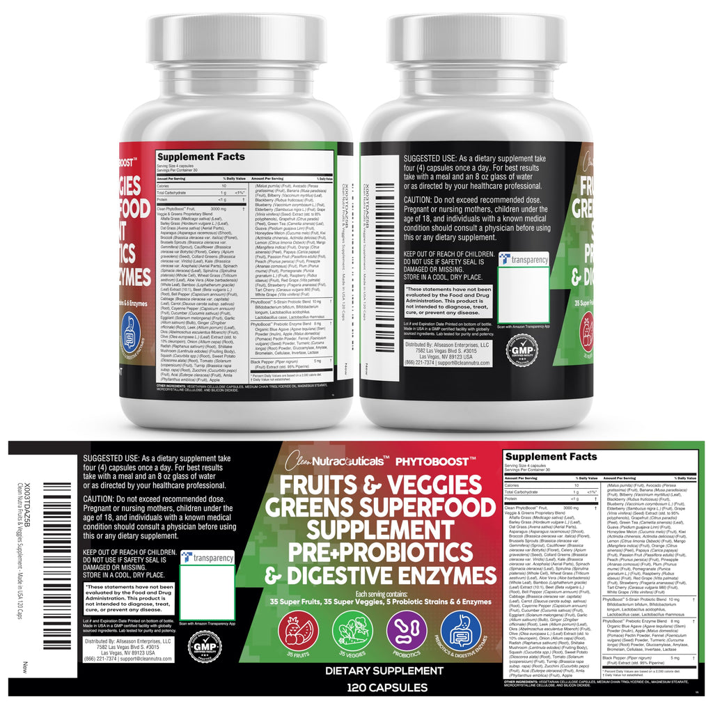 Clean Nutraceuticals Fruits & Veggies Superfood Probiotics


