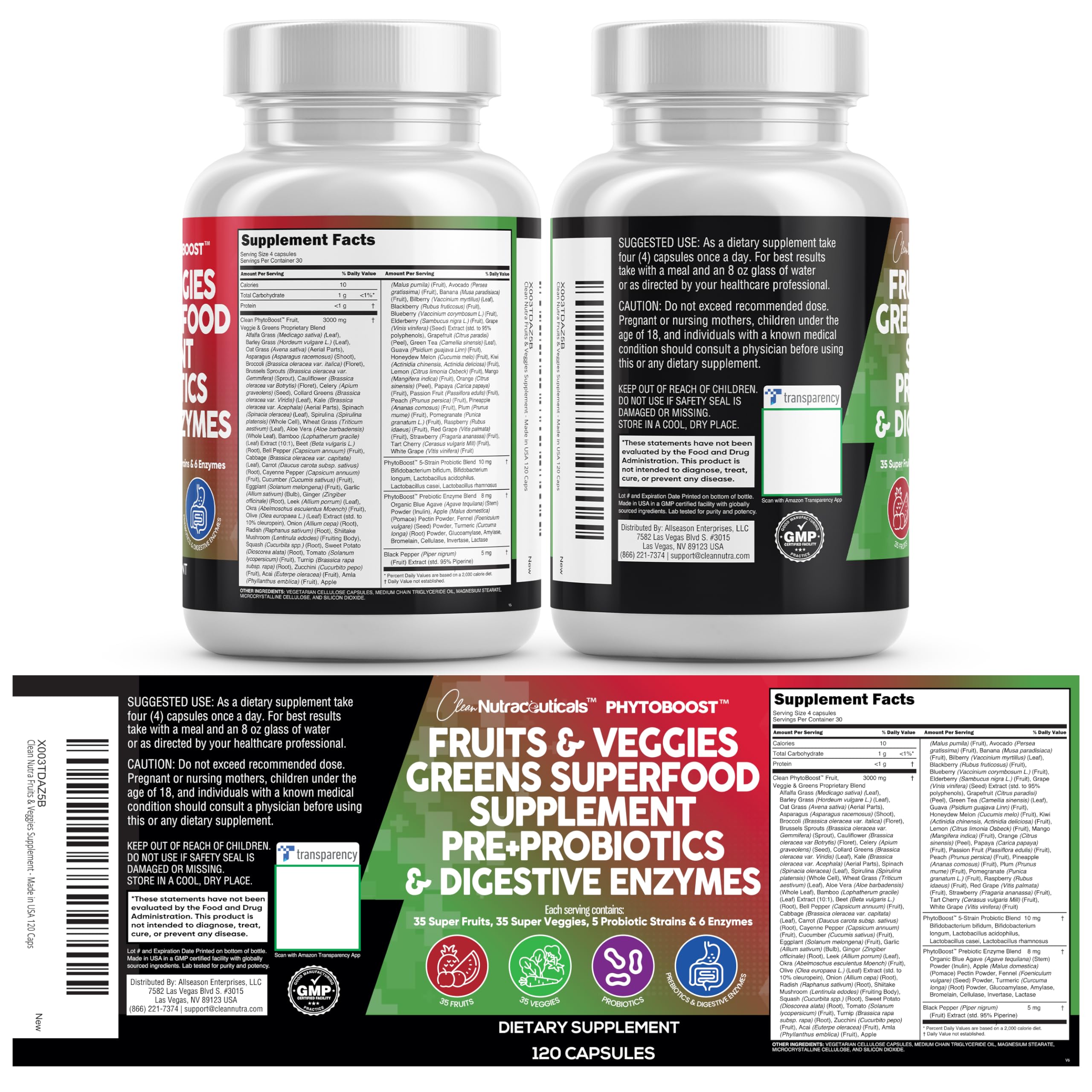 Clean Nutraceuticals Fruits & Veggies Superfood Probiotics

