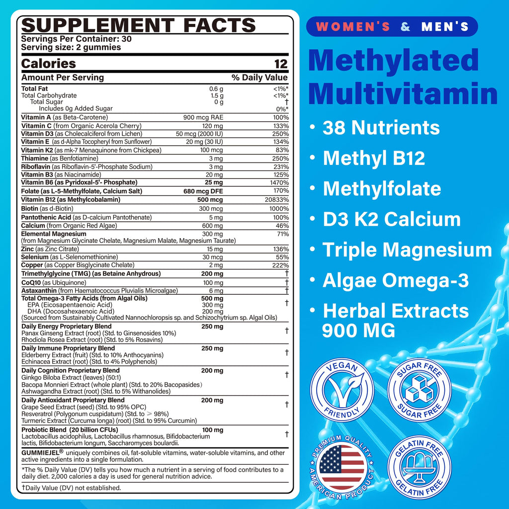 Methylated Multivitamin Gummies for Adults | Vegan Omega-3

