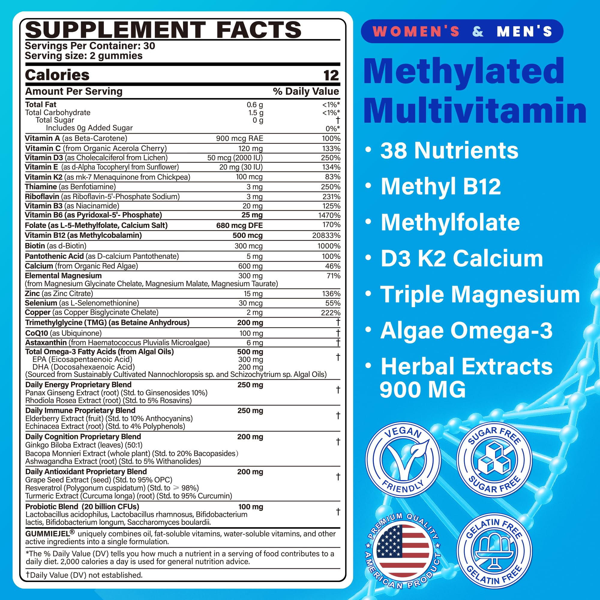 Methylated Multivitamin Gummies for Adults | Vegan Omega-3

