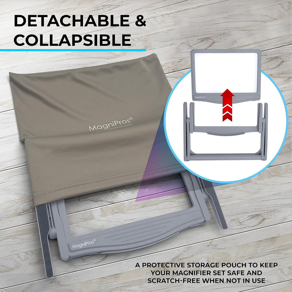MAGNIPROS 5X LED Page Magnifier Foldable Stand | Read Easily

