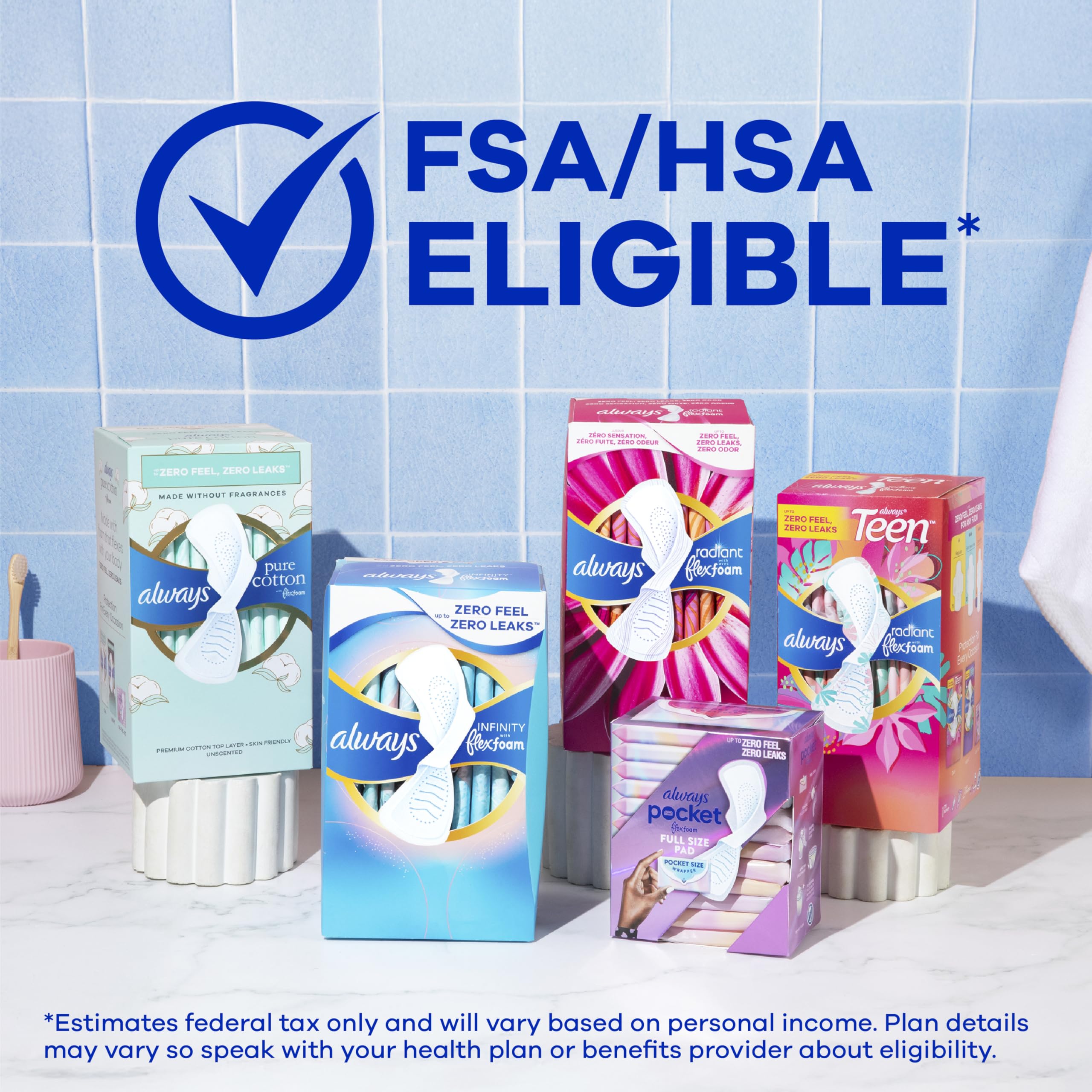 Always Infinity Unscented FlexFoam Pads with Wings

