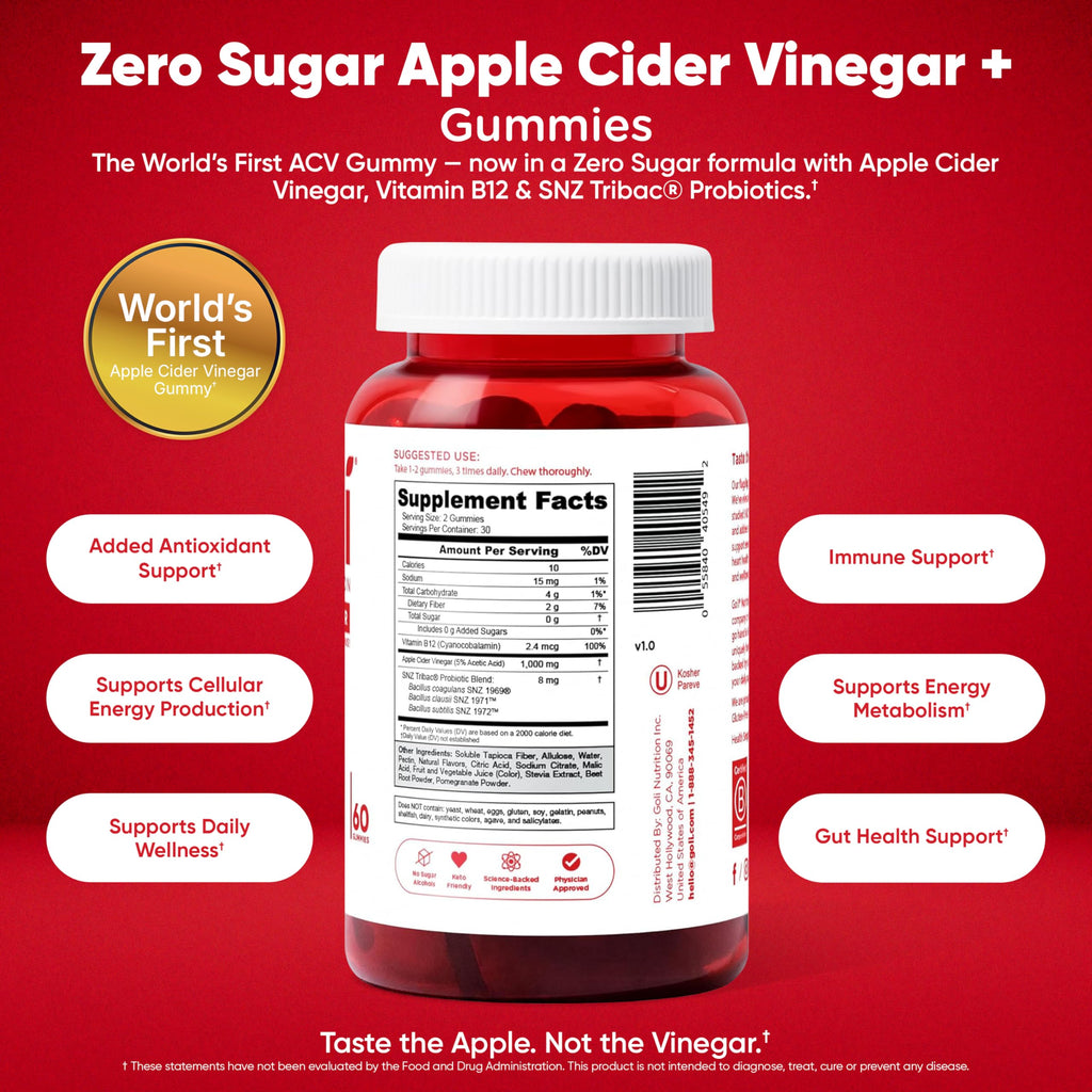 Goli Zero Sugar 3-in-1 Wellness Gummies | Digestive Health

