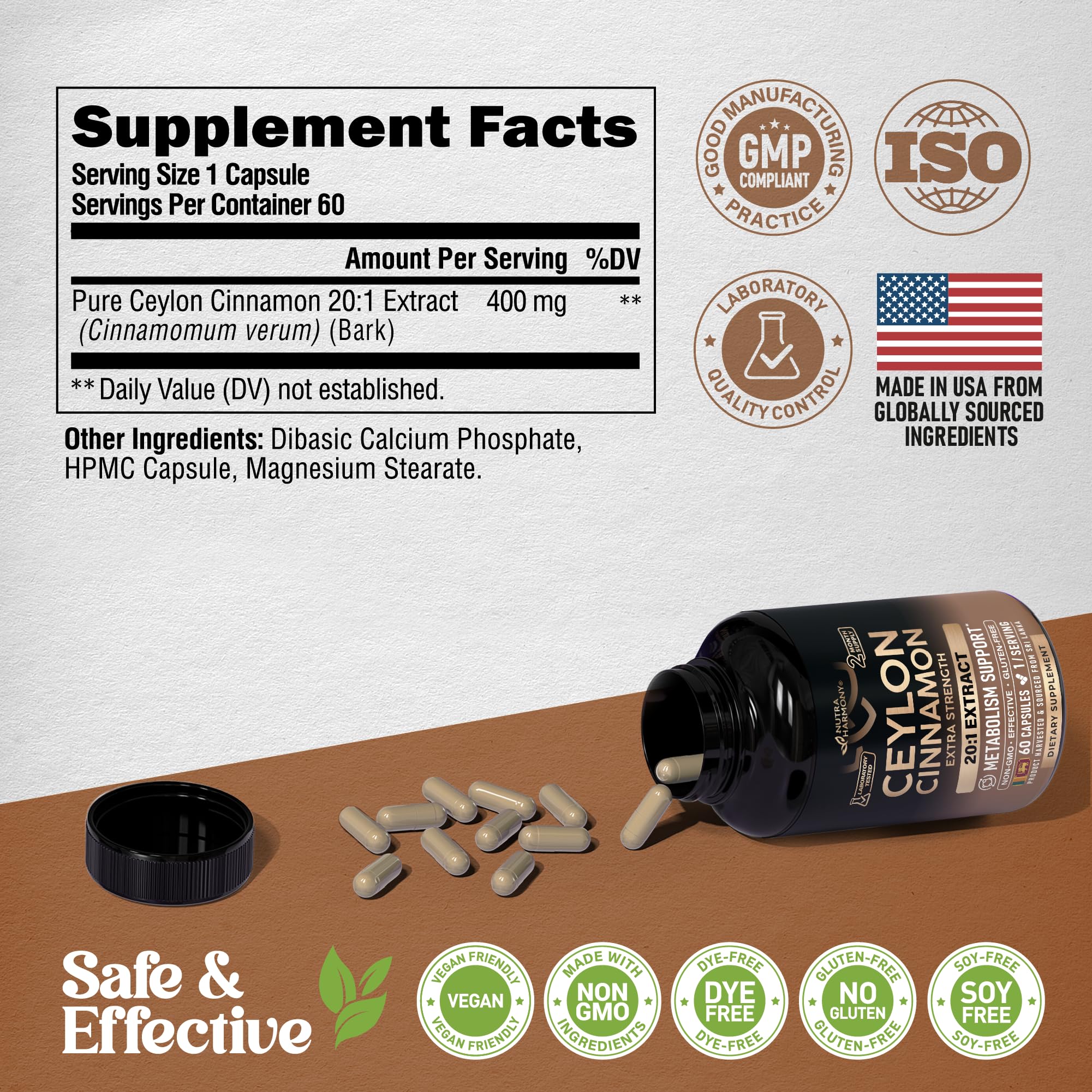 Ceylon Cinnamon Capsules Extra Strength for Metabolism

