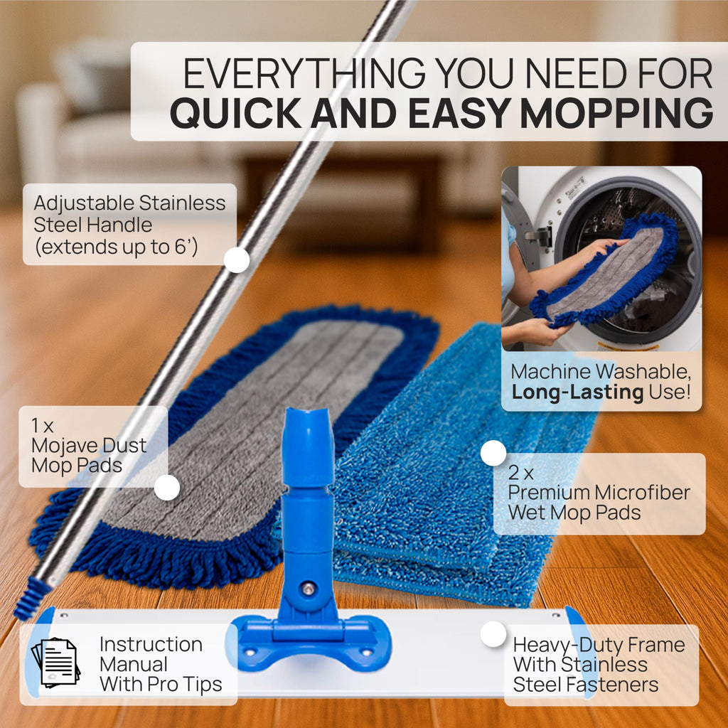 Microfiber Floor Mop Kit with Adjustable Handle | Durable

