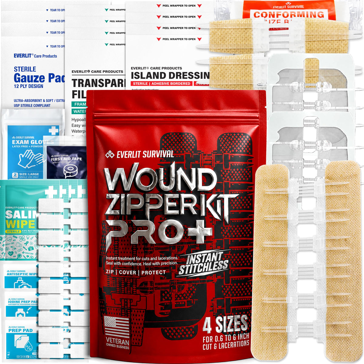 EVERLIT Wound Closure System, Suture-Free Zip-Stitch