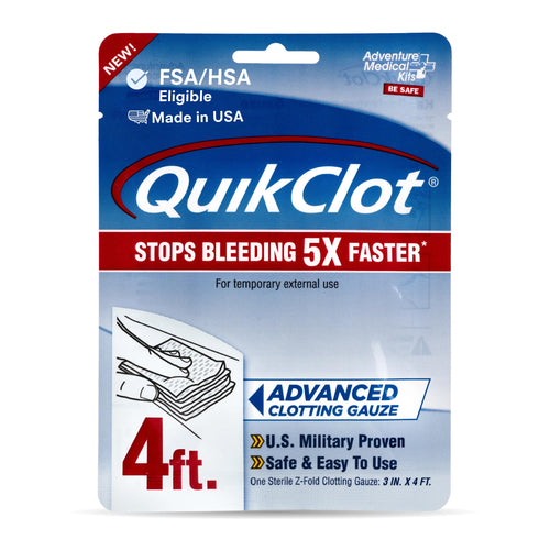 Adventure Medical Kits QuikClot Advanced Clotting Gauze Kaolin Hemostatic Dressing