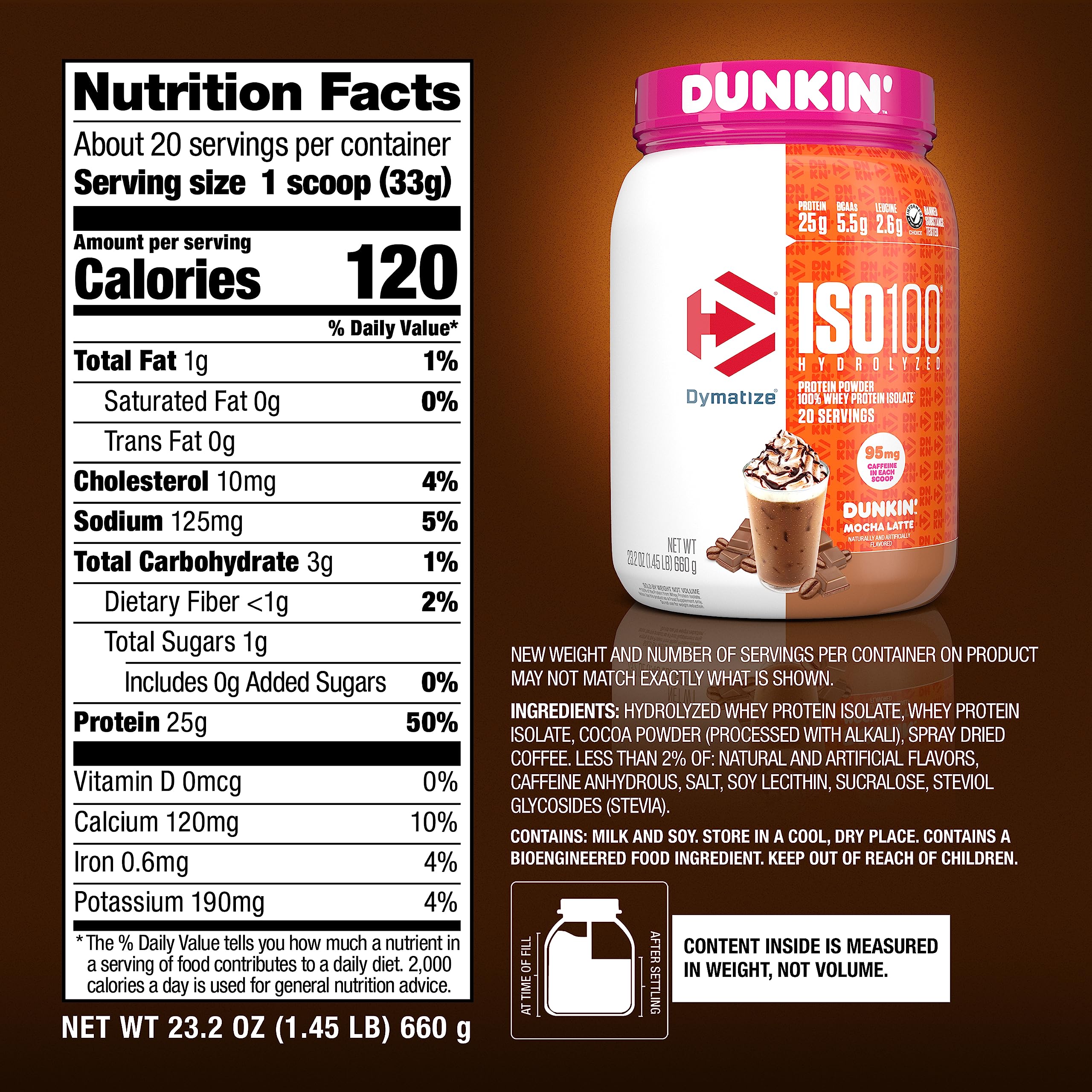 Dymatize ISO100 Whey Protein Powder Dunkin

