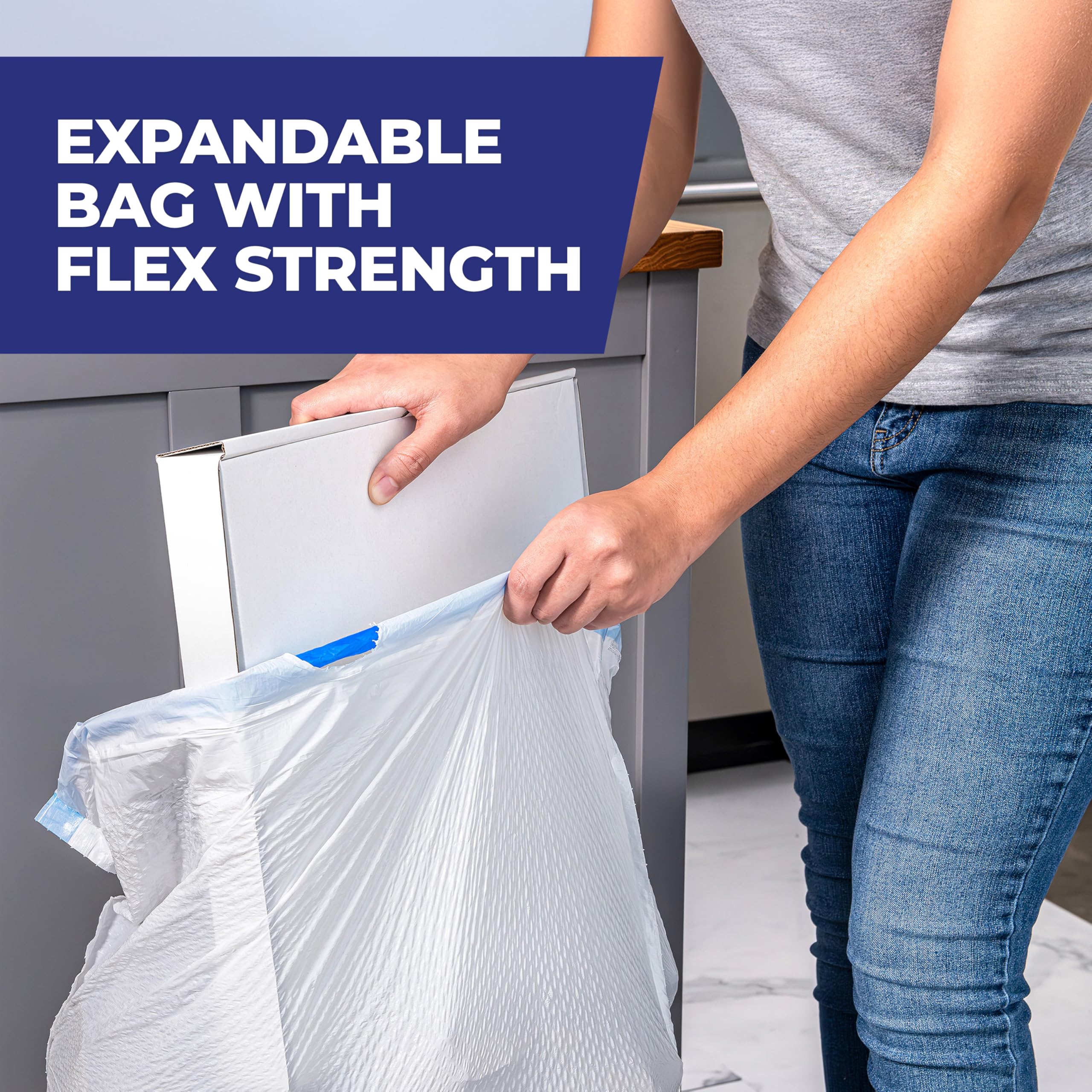 Hefty Ultra Strong Tall Kitchen Trash Bags White Unscented Drawstring Closure

