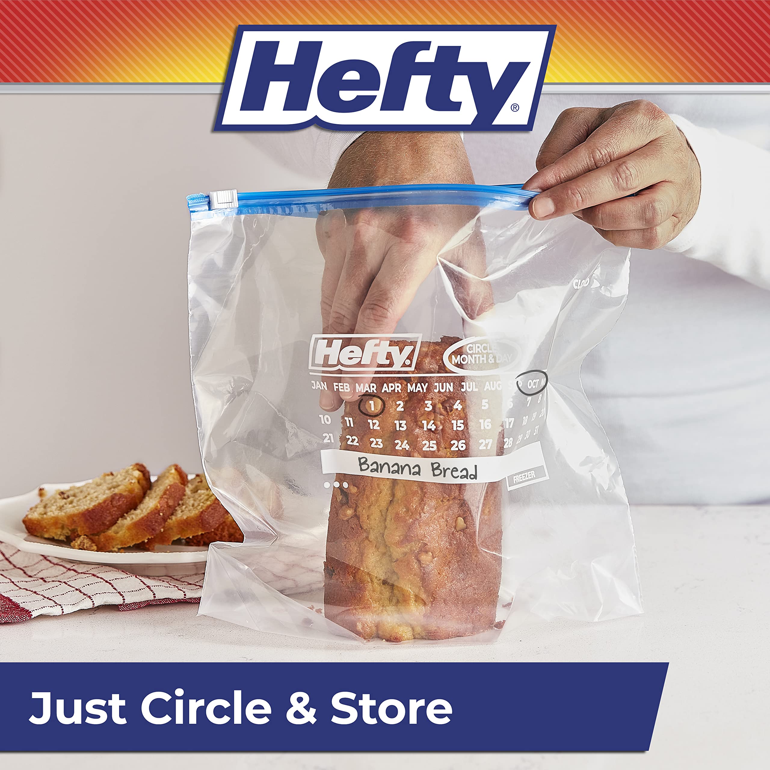 Hefty Calendar Slider Freezer Bags – Date Label & Seal

