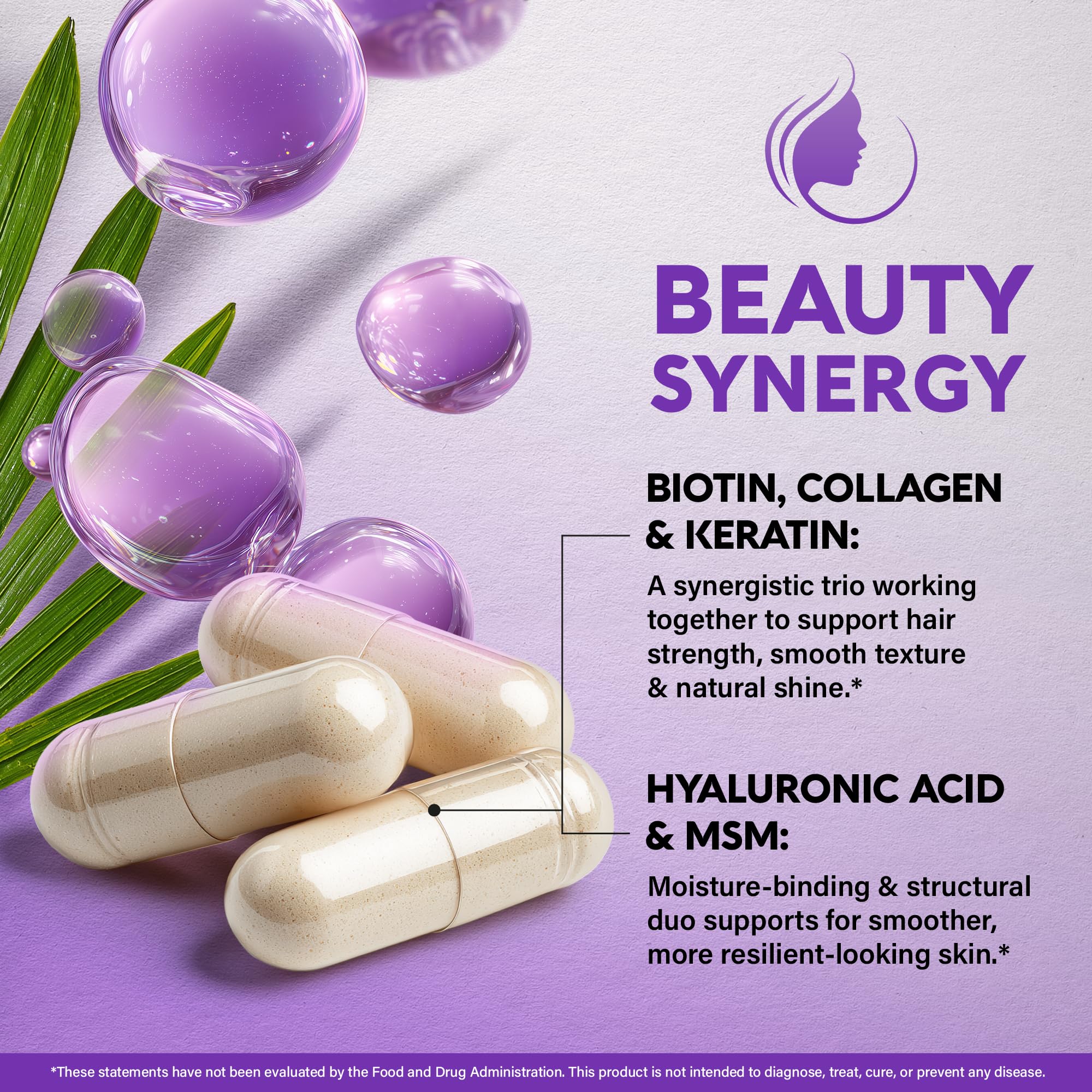 Hair Growth Vitamins by NutraHarmony Biotin Collagen Keratin

