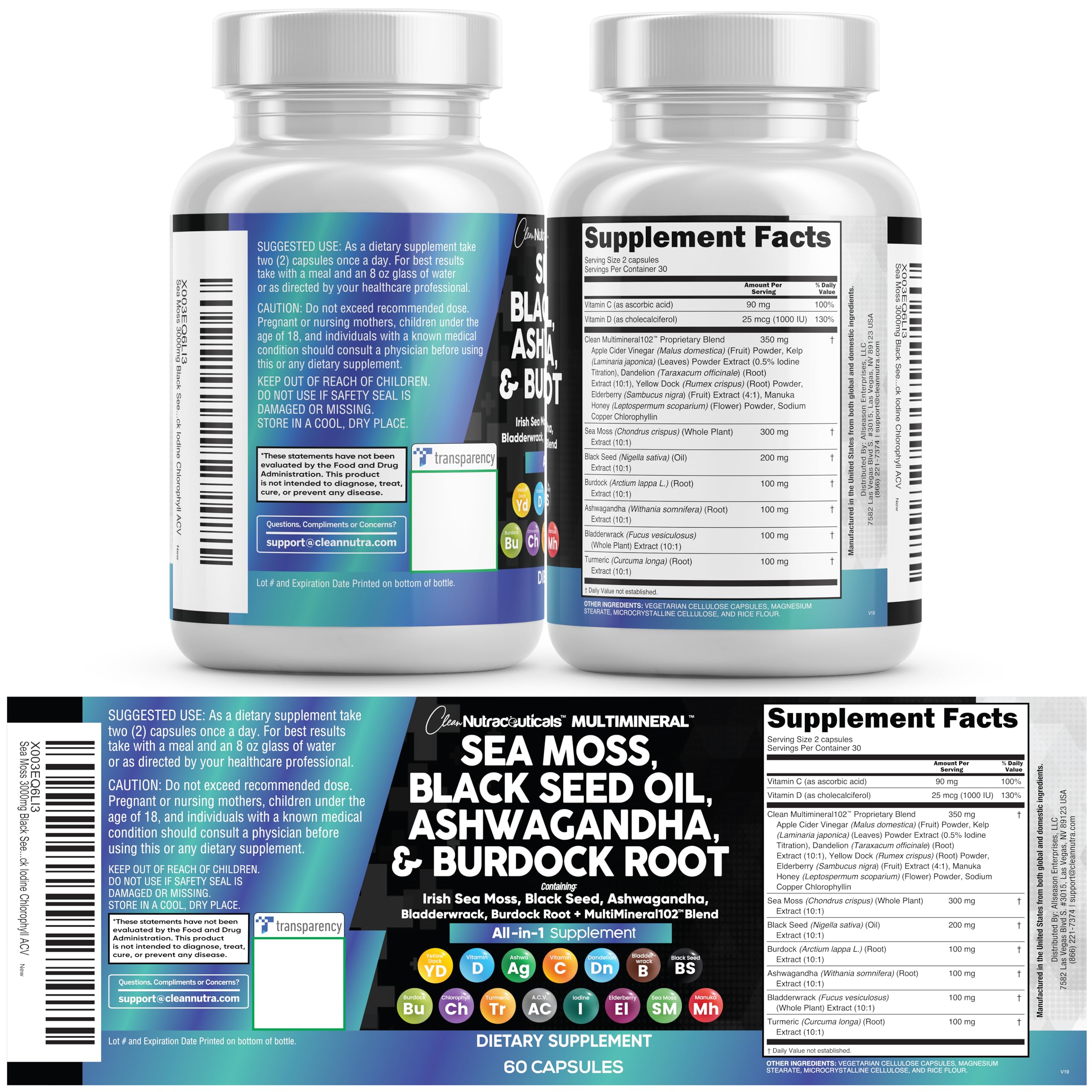 Clean Nutra 15-in-1 Sea Moss & Black Seed Oil

