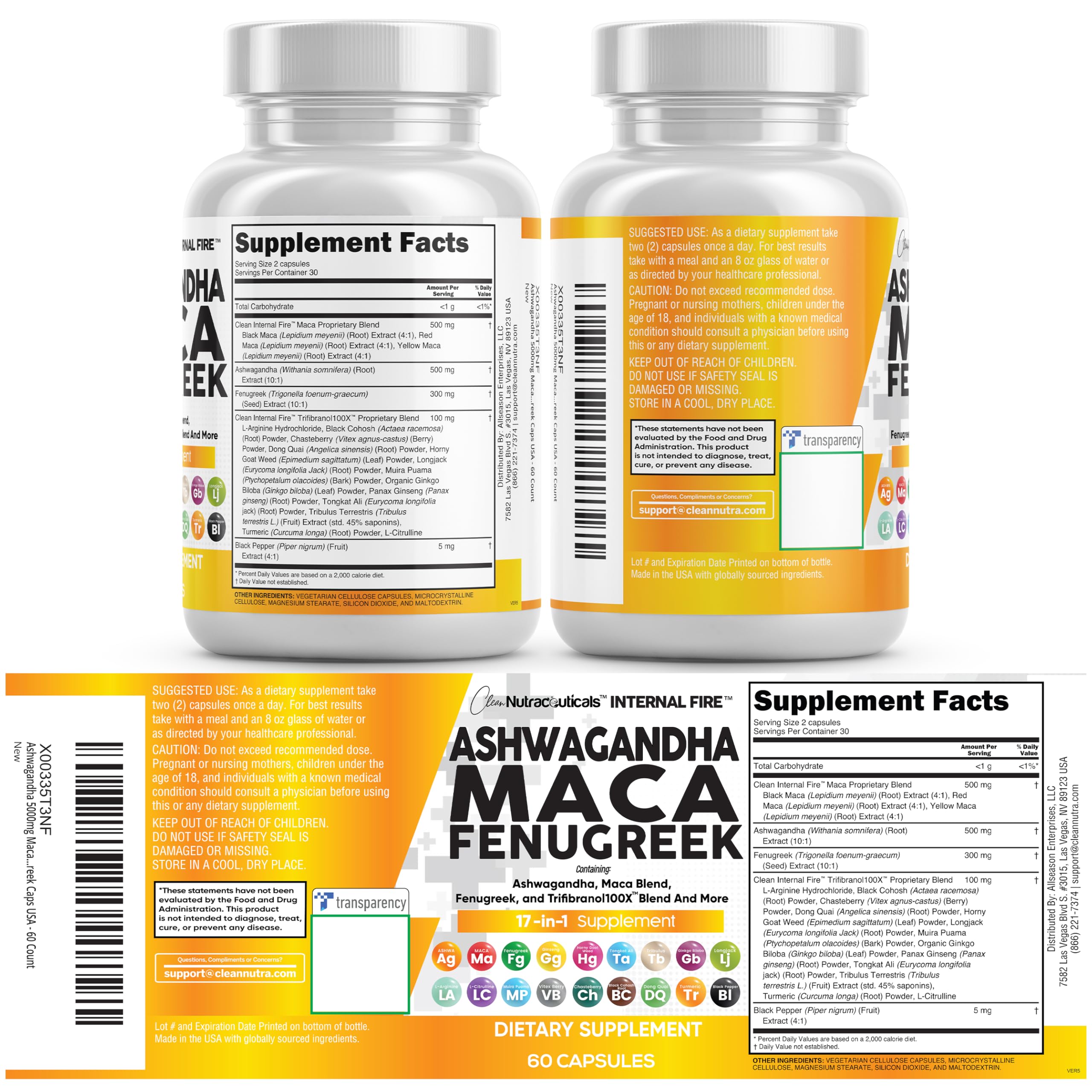 Clean Nutraceuticals Ashwagandha Maca Root Supplement

