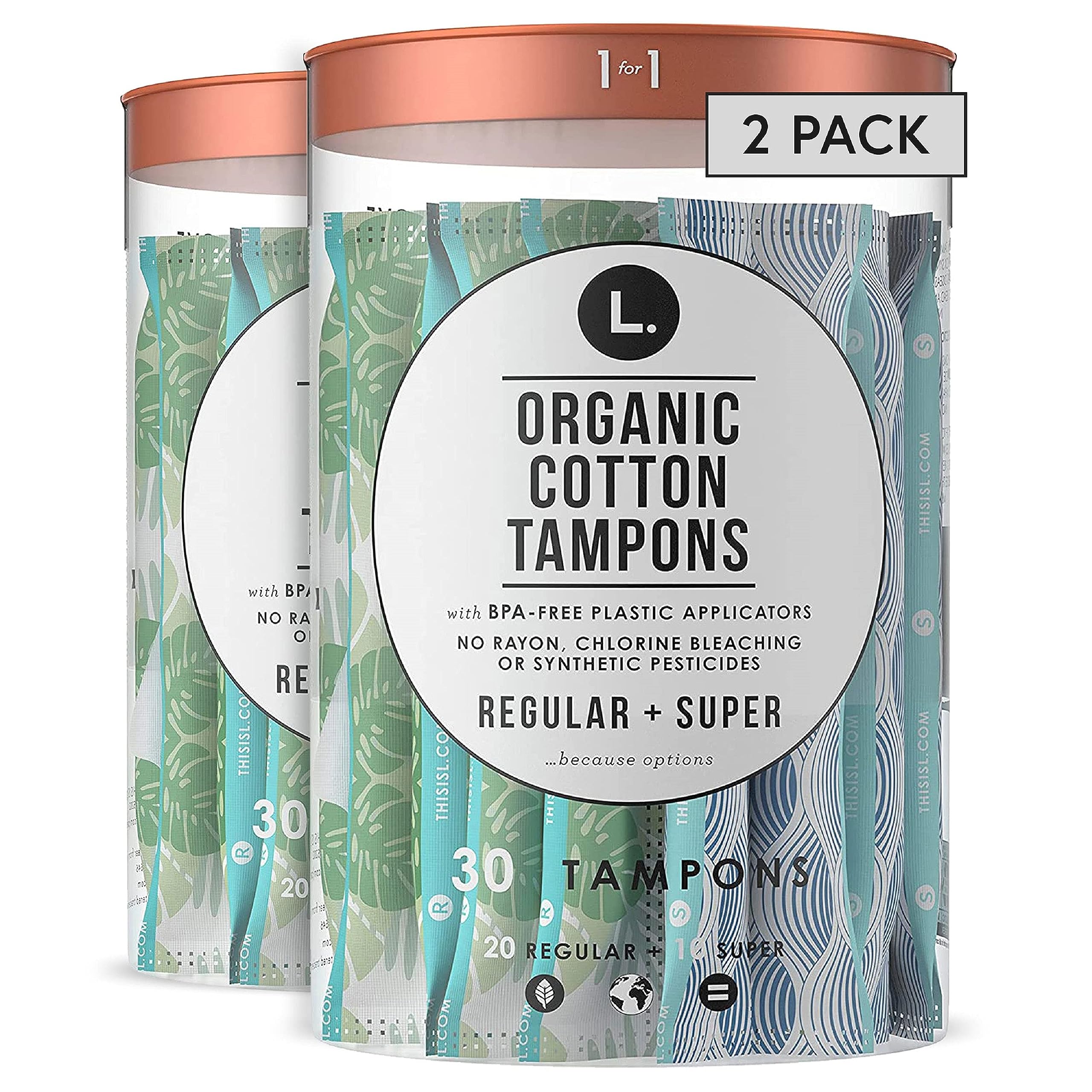 L. Tampons with Organic Cotton Core - BPA-Free Applicator