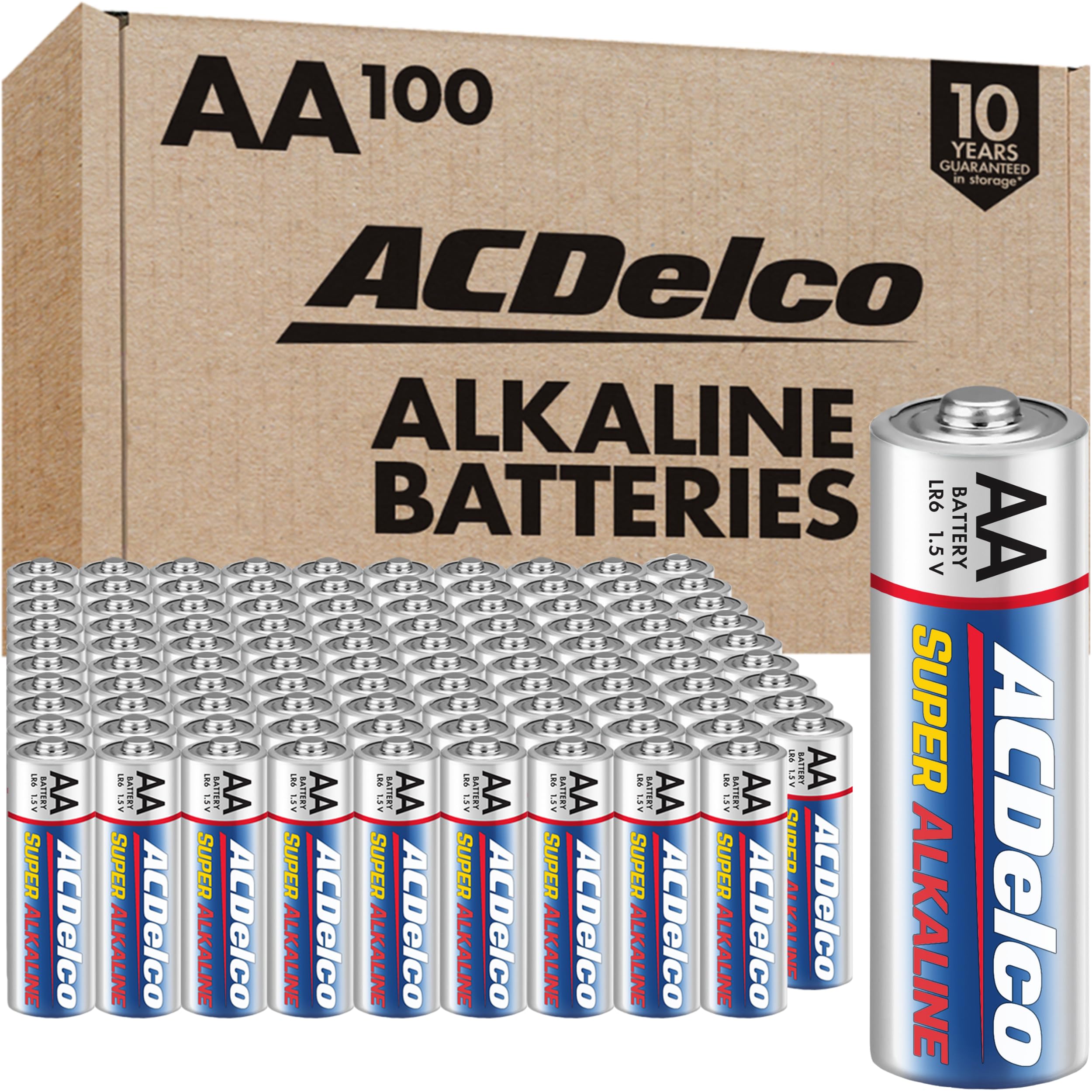 ACDelco AA Alkaline Batteries - Maximum Power, 10-Year Shelf Life