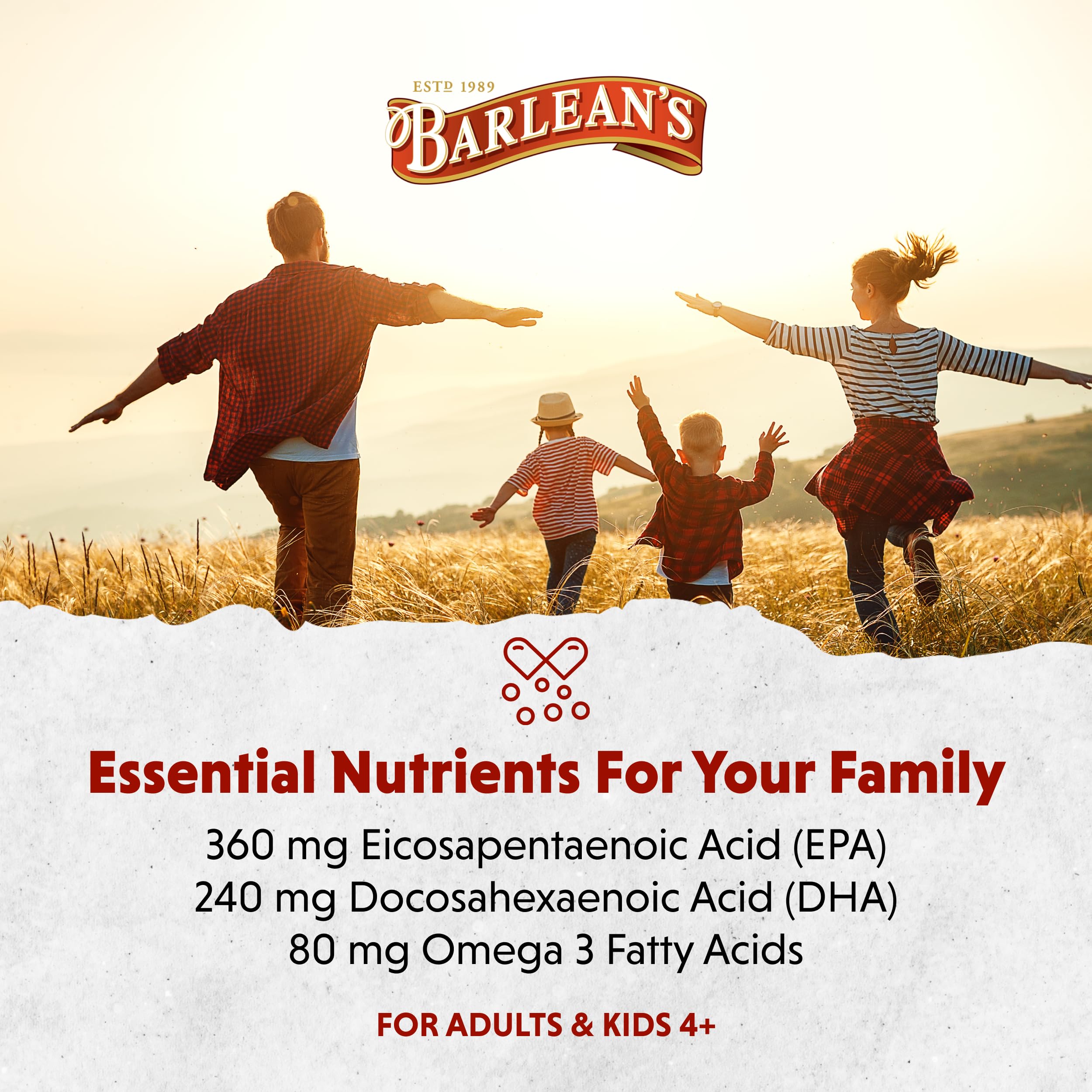 Barlean's Omega-3 Fish Oil Softgels 600mg EPA DHA

