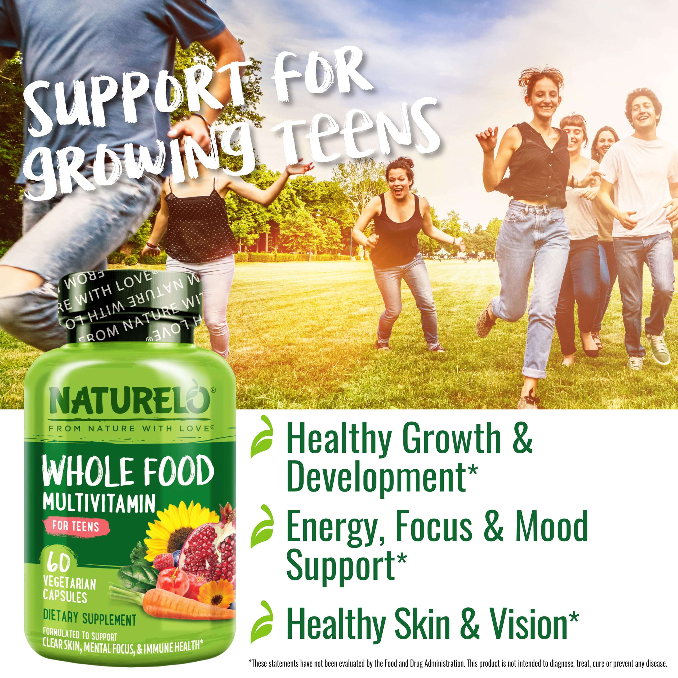 NATURELO Teen Multivitamin for Girls & Boys | Plant-Based


